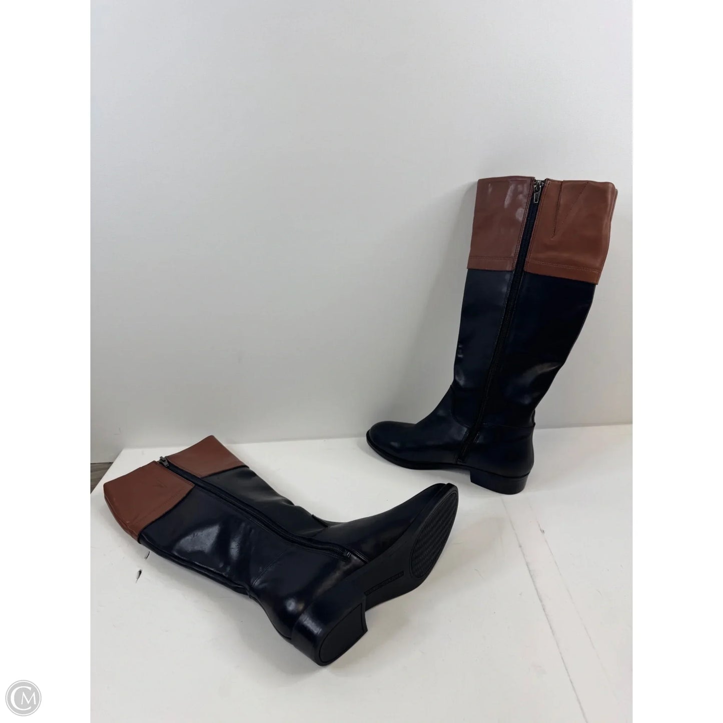 Boots Mid-calf Heels By Tommy Hilfiger In Black & Brown, Size: 7