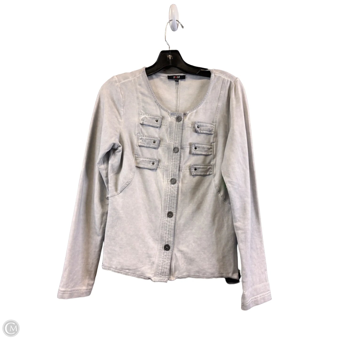 Top Long Sleeve Basic By Yest In Grey, Size: S
