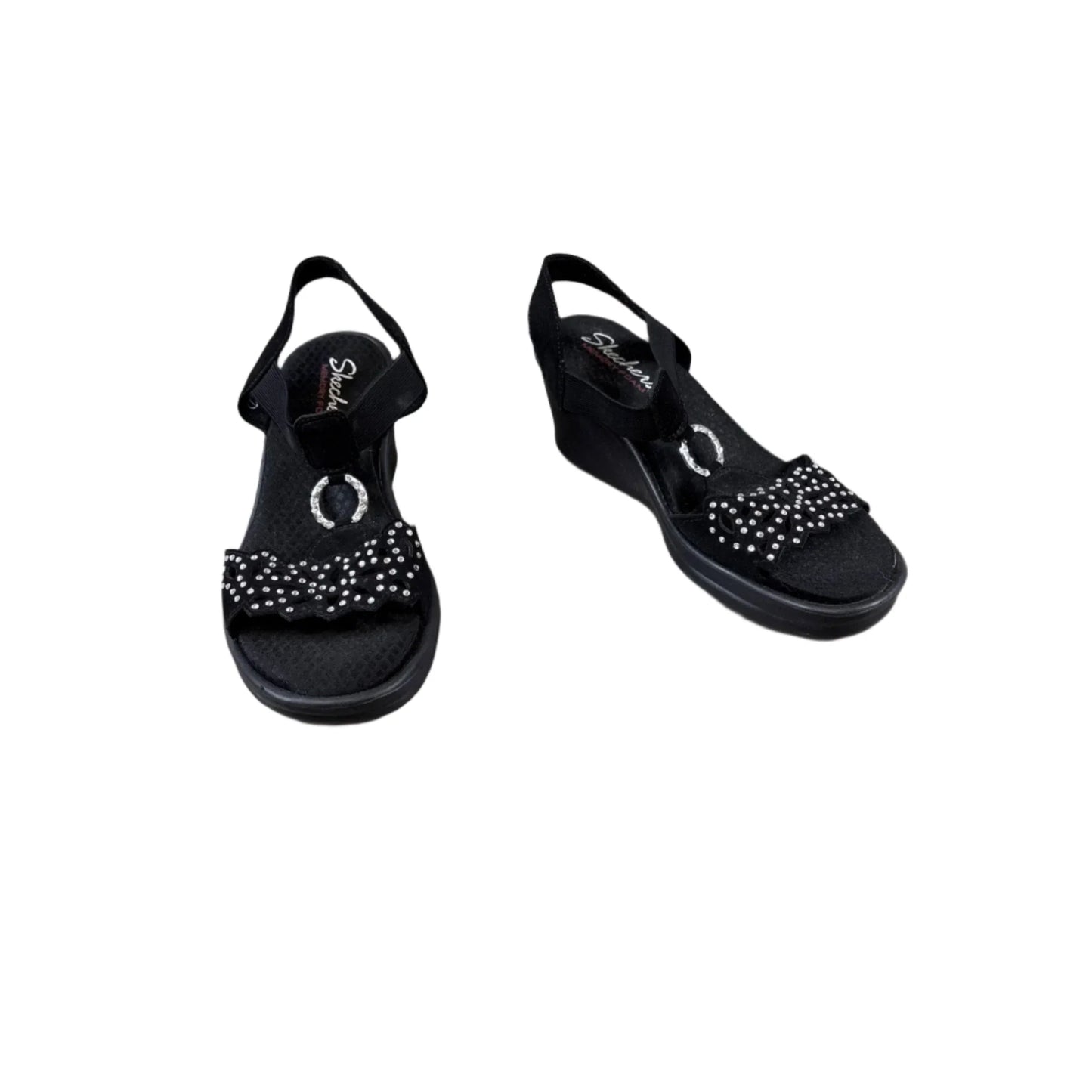 Sandals Heels Wedge By Skechers In Black, Size: 7