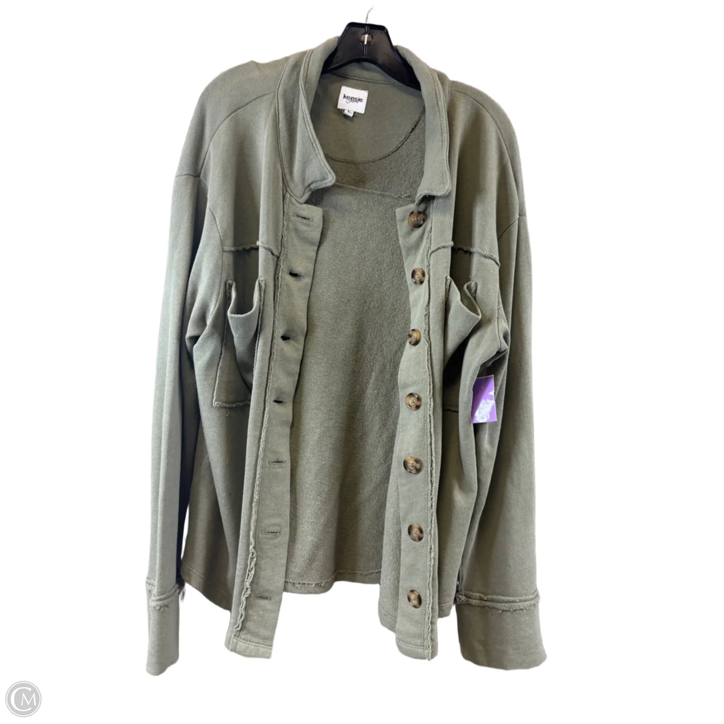 Jacket Shirt By Kensie In Green, Size: L