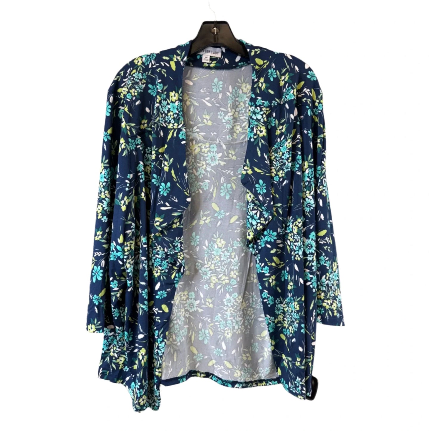 Cardigan By Clothes Mentor In Blue & Green, Size: 1x