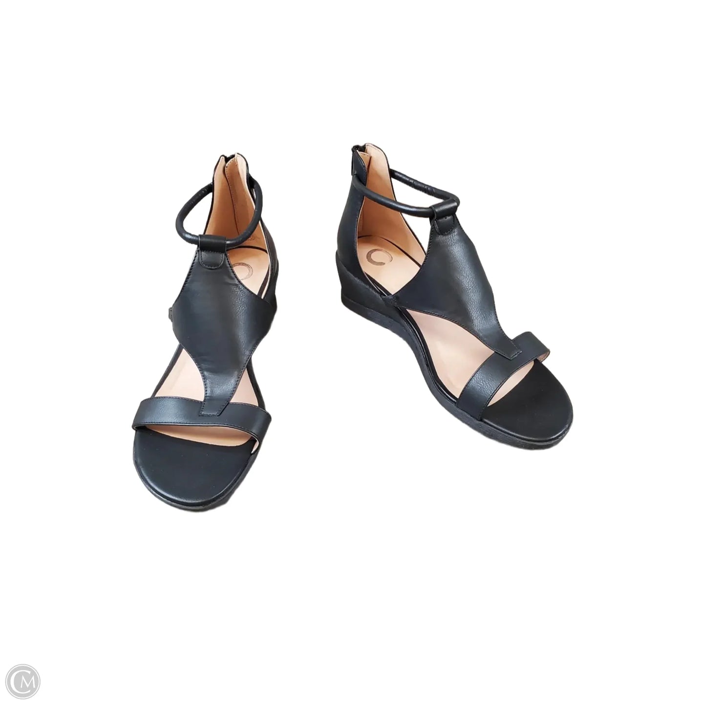 Sandals Heels Wedge By Clothes Mentor In Black, Size: 11