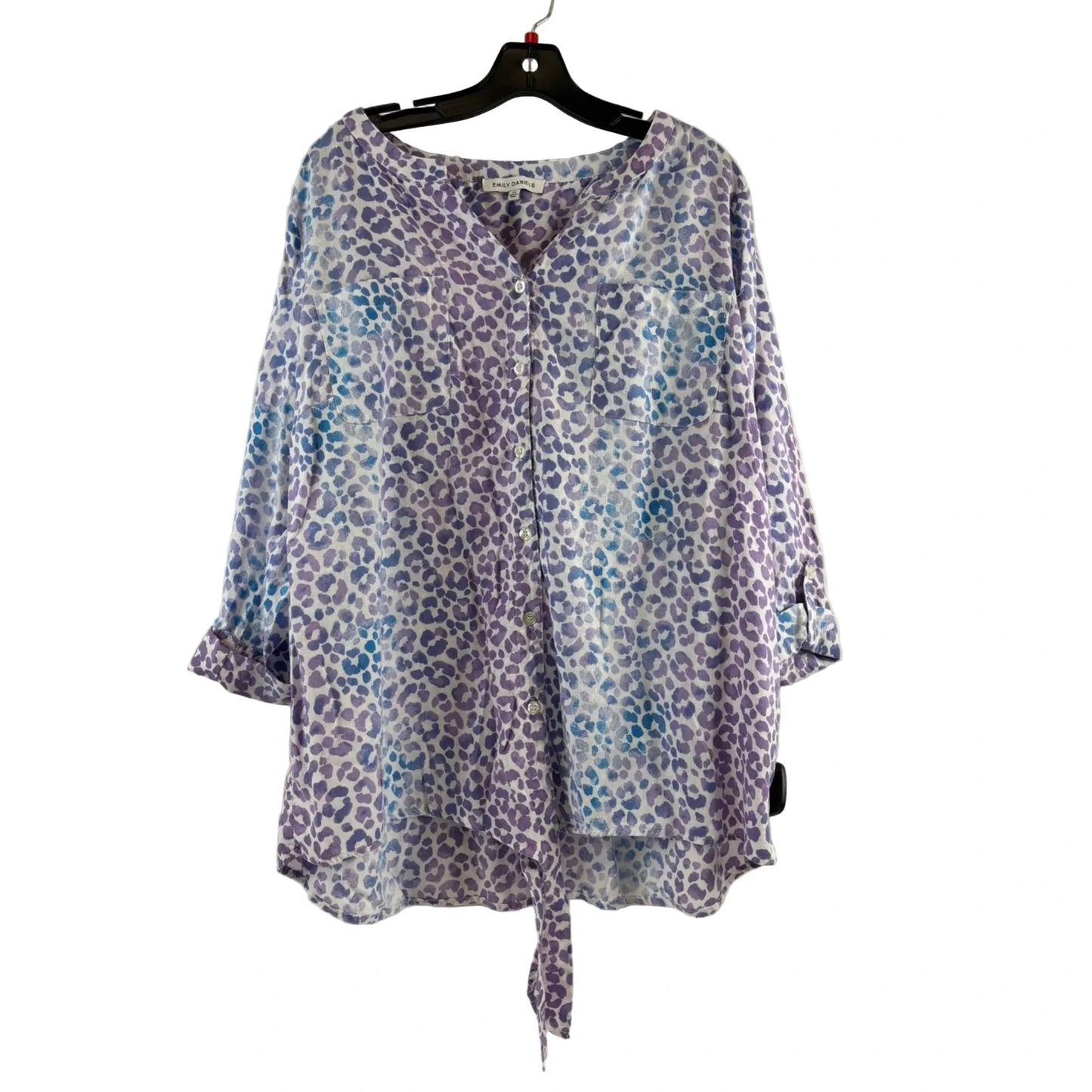Top 3/4 Sleeve By Emily Daniels In Leopard Print, Size: 2x