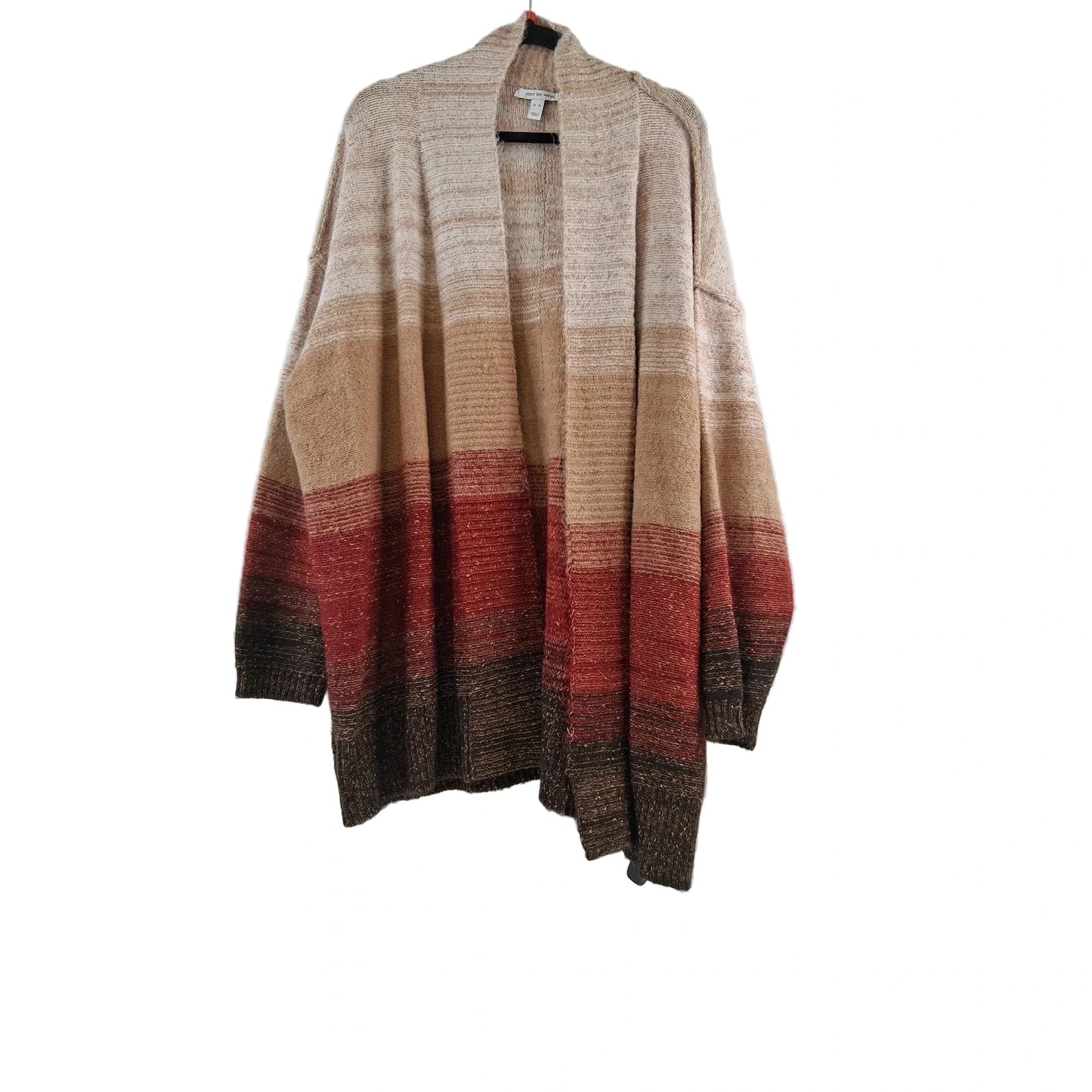 Sweater Cardigan By Peace Love World In Red & Tan, Size: Xl