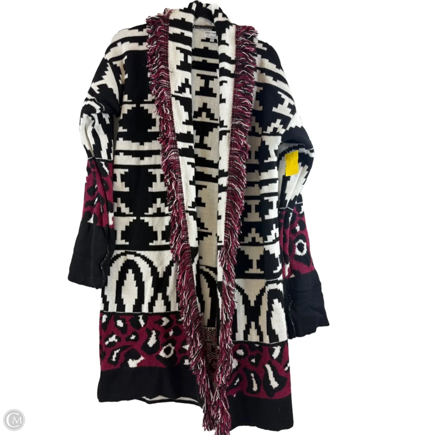 Sweater Cardigan By Clothes Mentor In Black & White, Size: M