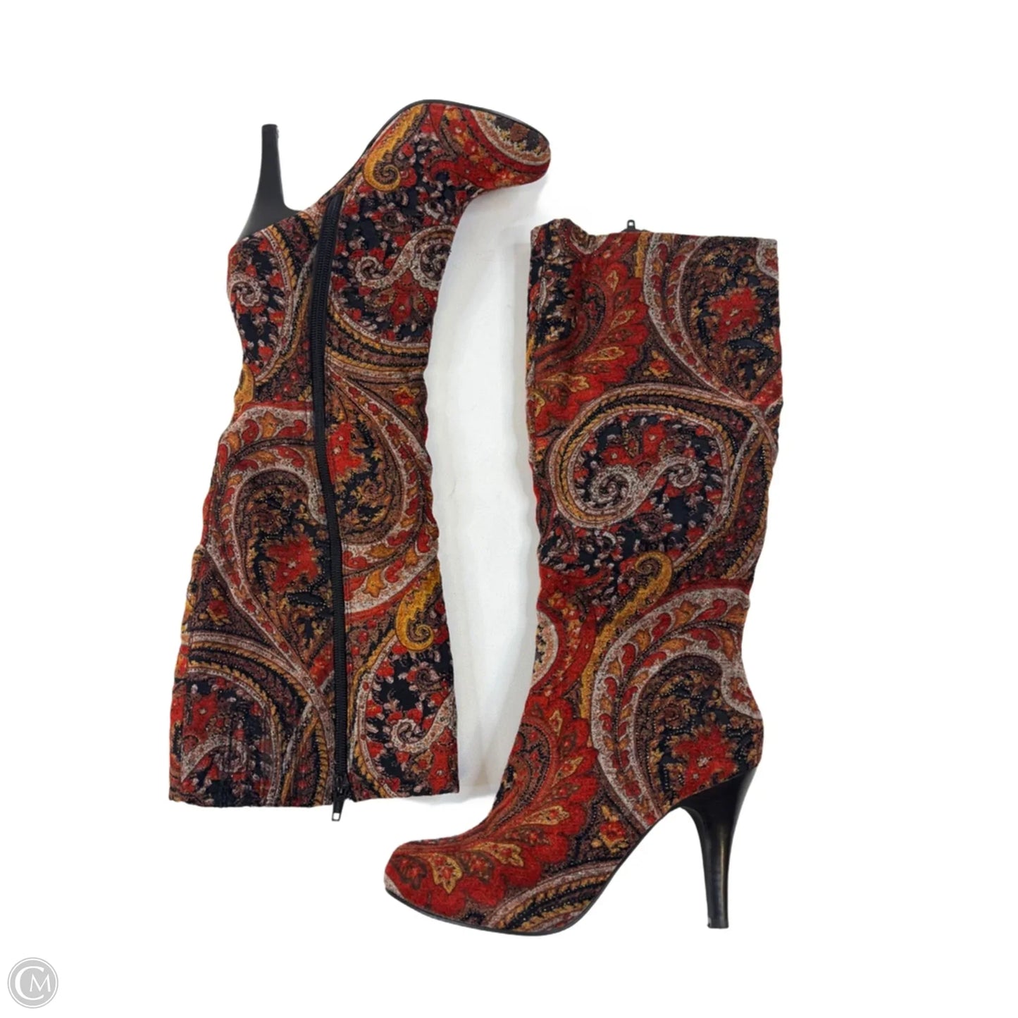 Boots Mid-calf Heels By Diba In Red & Tan, Size: 7