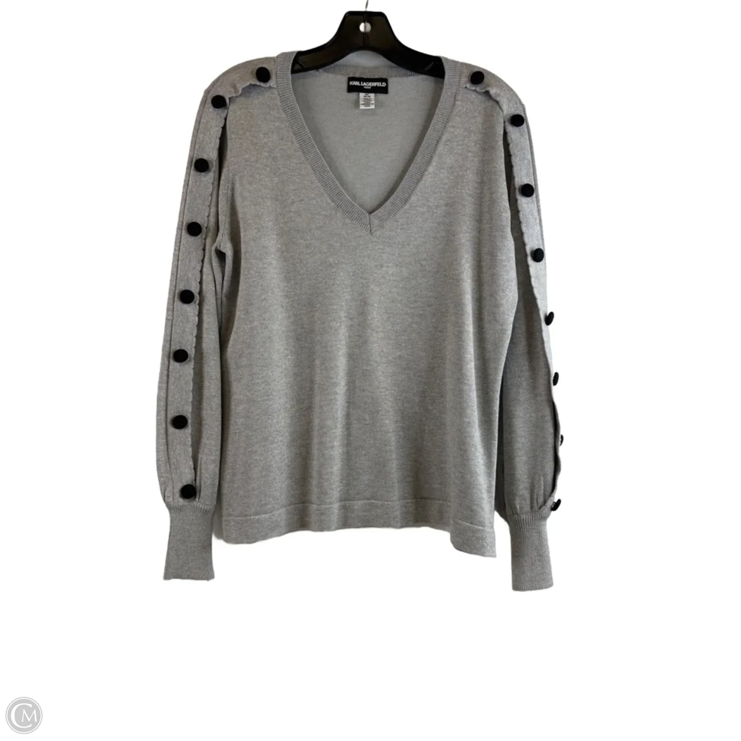 Top Long Sleeve Designer By Karl Lagerfeld In Silver, Size: M