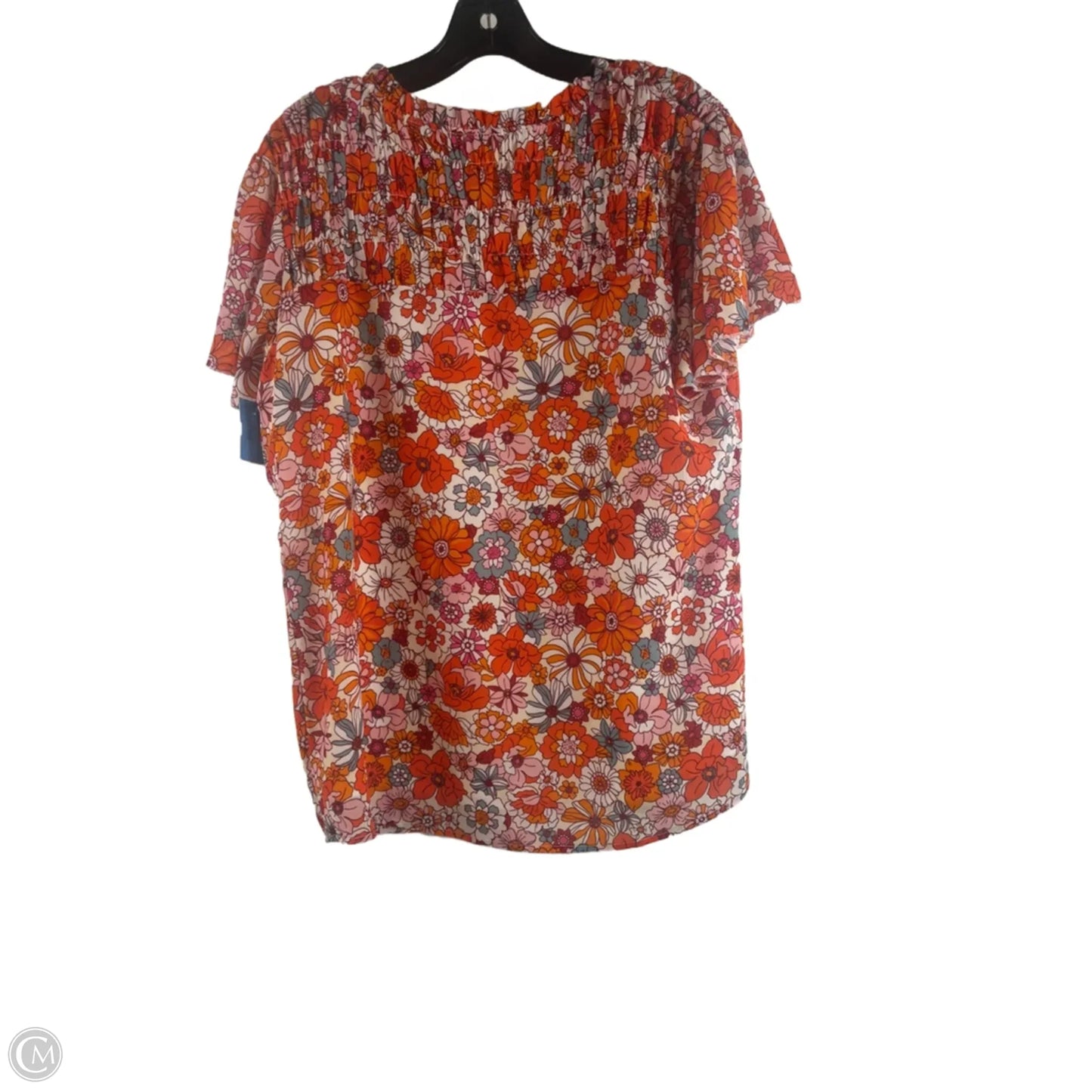 Top Short Sleeve By Clothes Mentor In Orange & White, Size: L