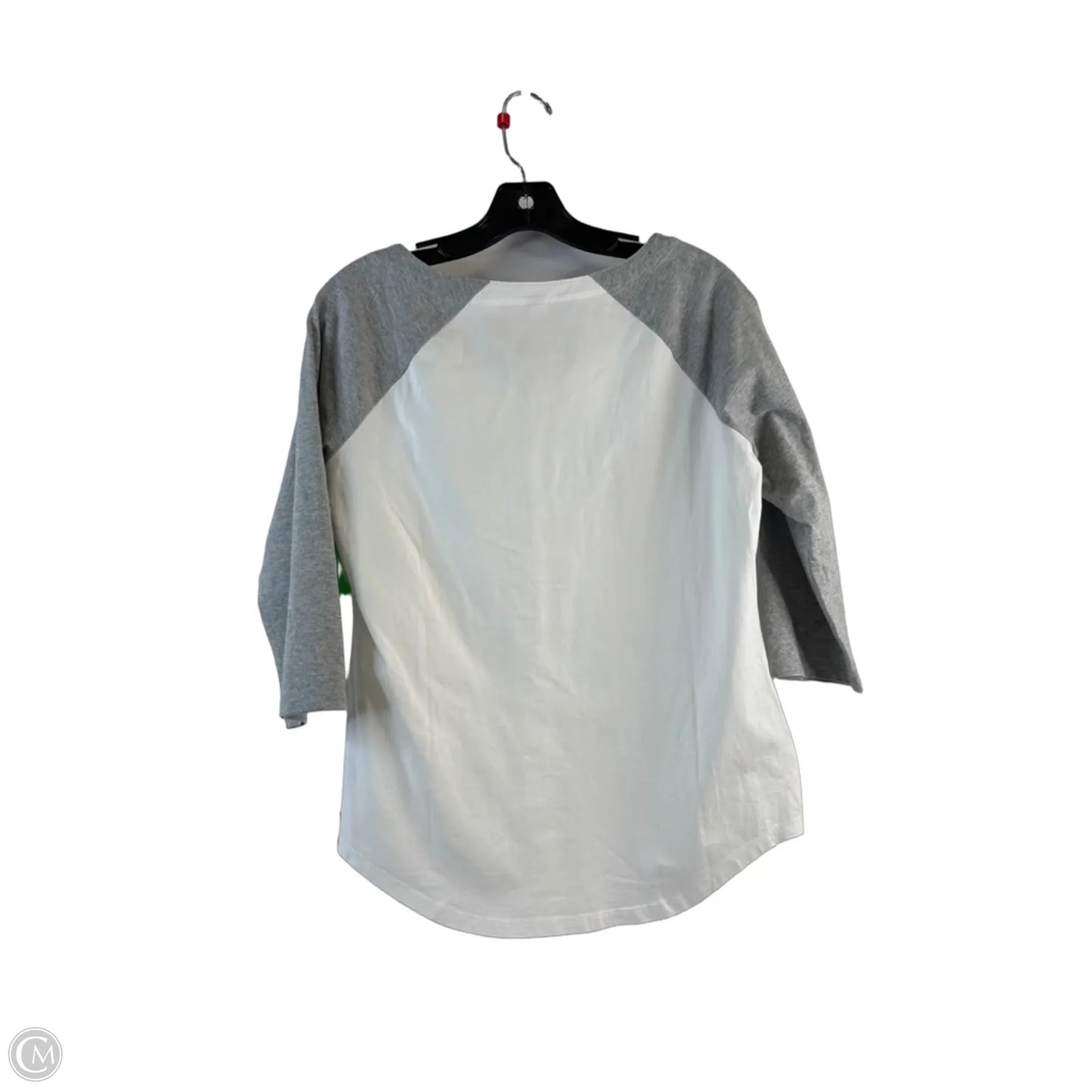 Top 3/4 Sleeve By Clothes Mentor In Grey & White, Size: S