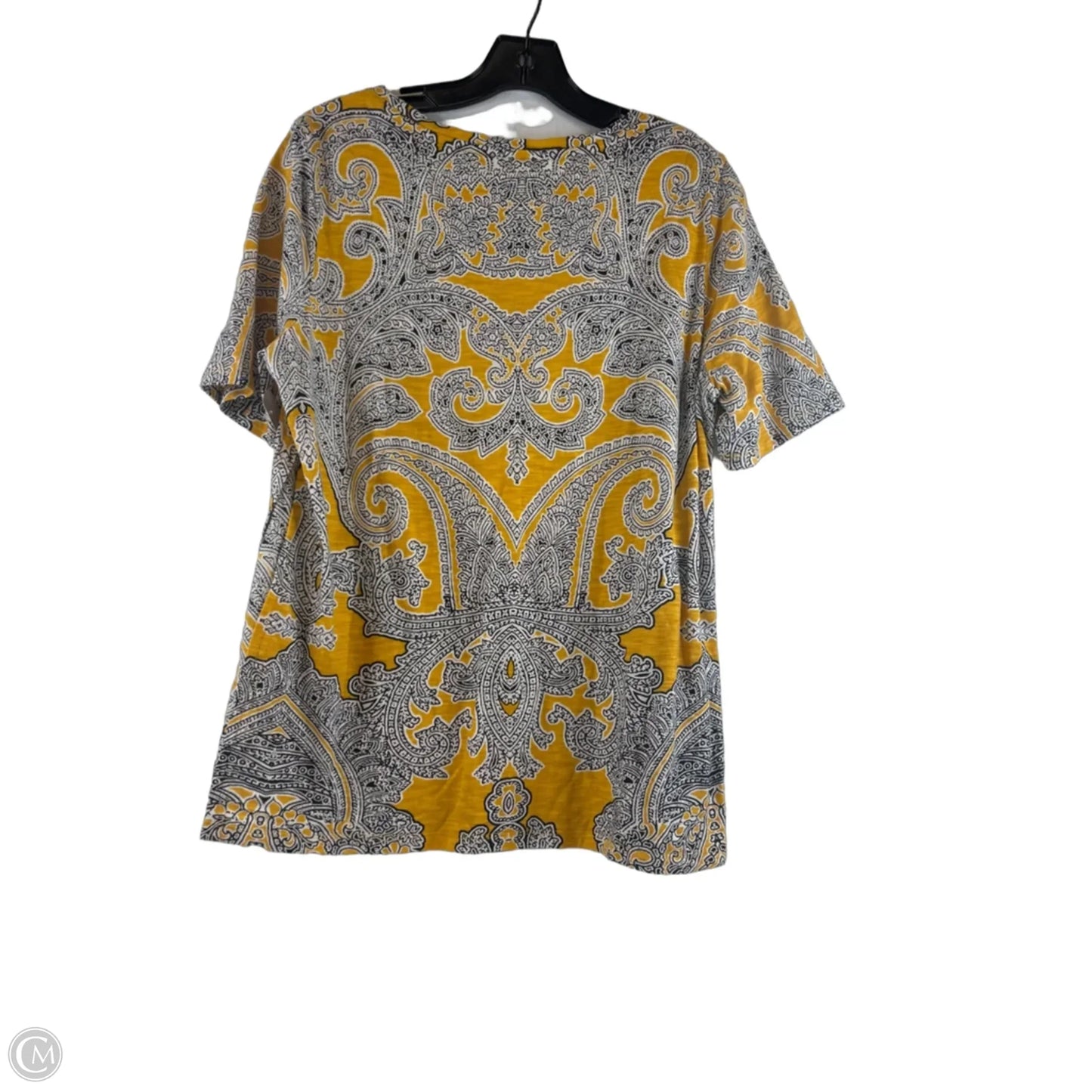 Top Short Sleeve By Chicos In Black & Yellow, Size: M