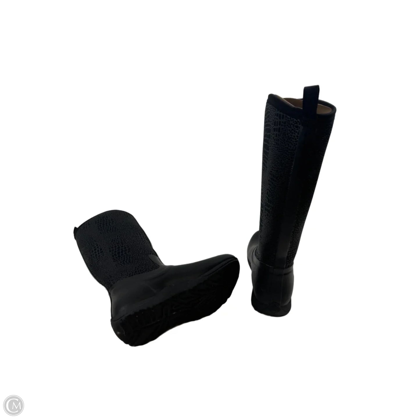 Boots Rain By Clothes Mentor In Black & Silver, Size: 7