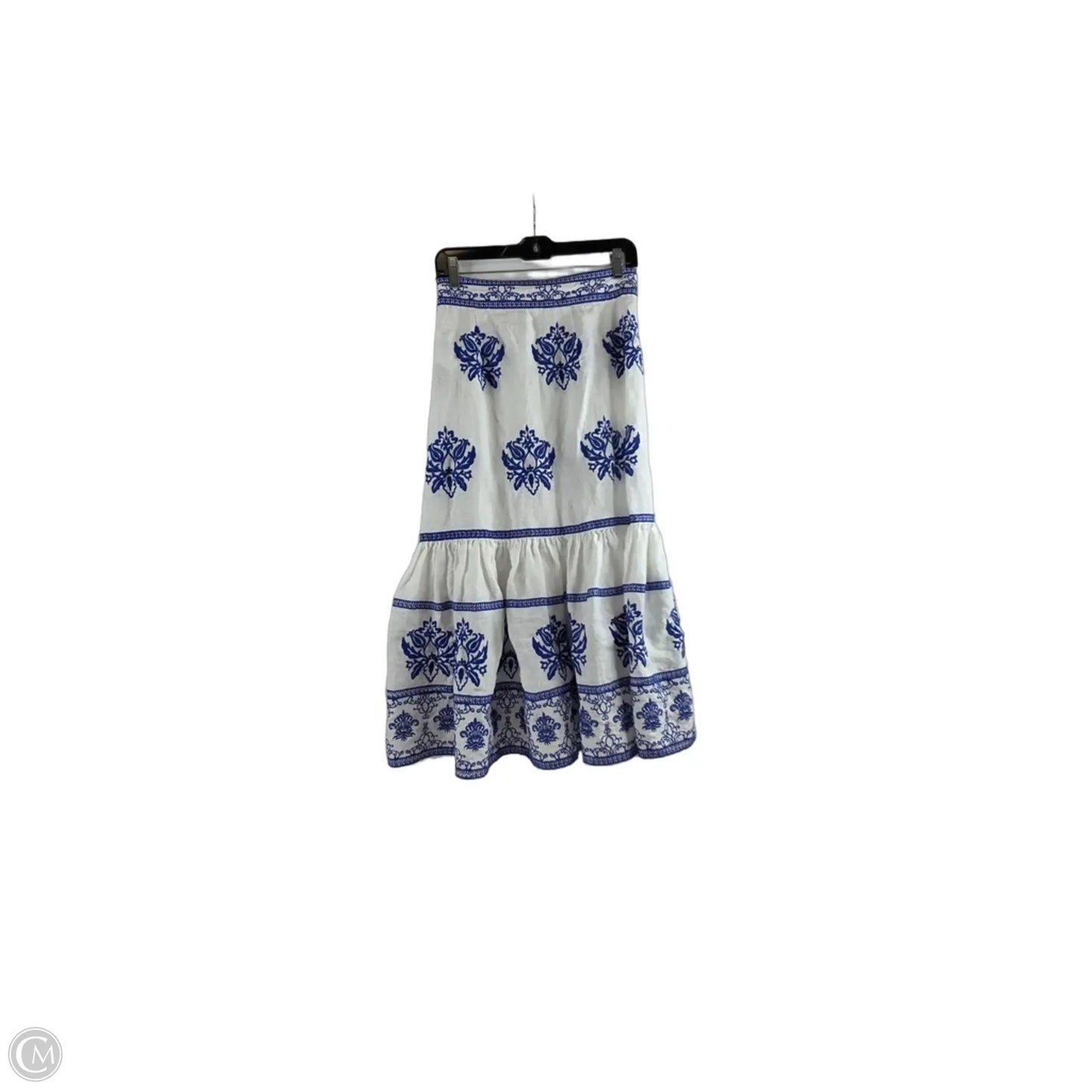 Skirt Midi By Zara In Blue & White, Size: 4
