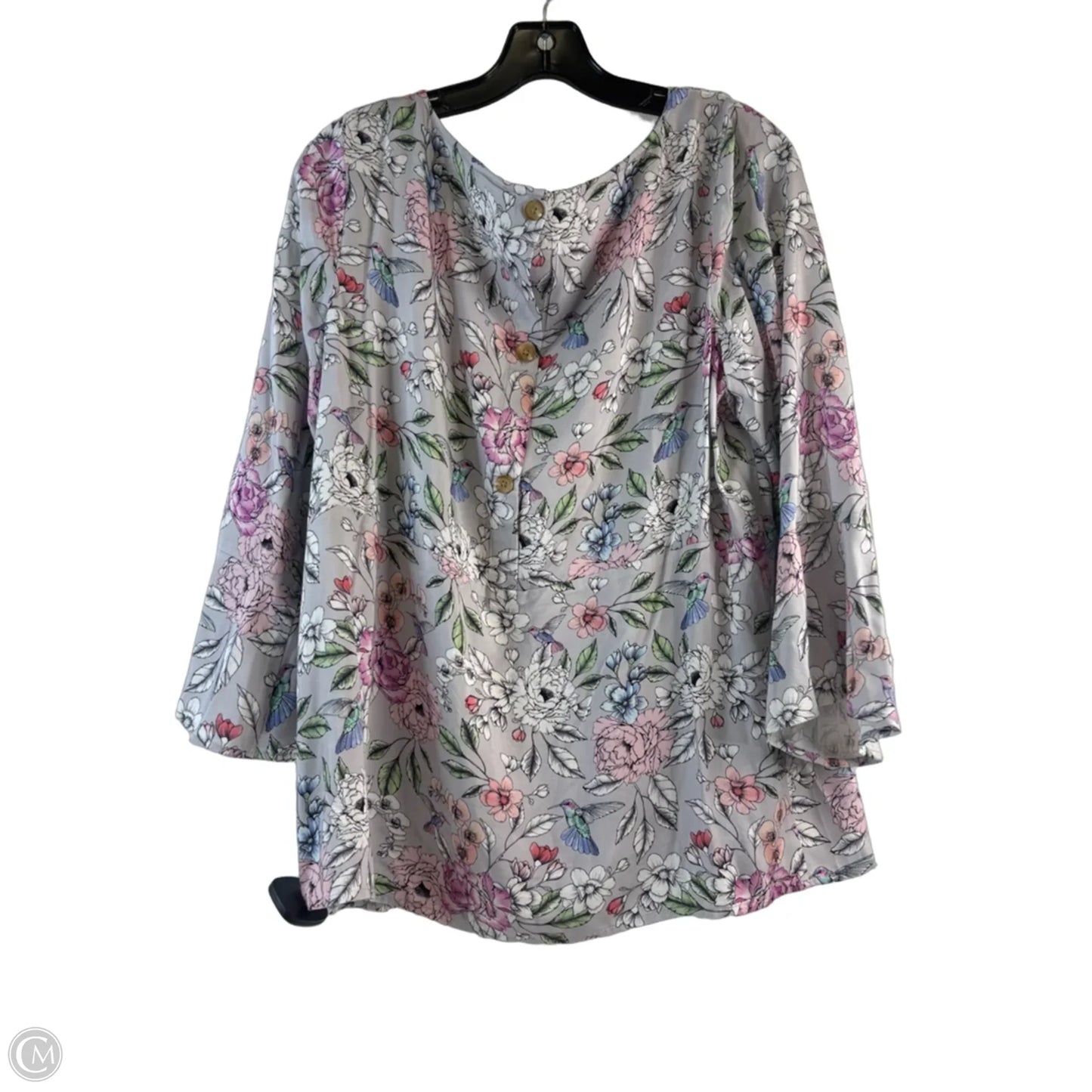 Top 3/4 Sleeve By J. Jill In Grey & Pink, Size: M