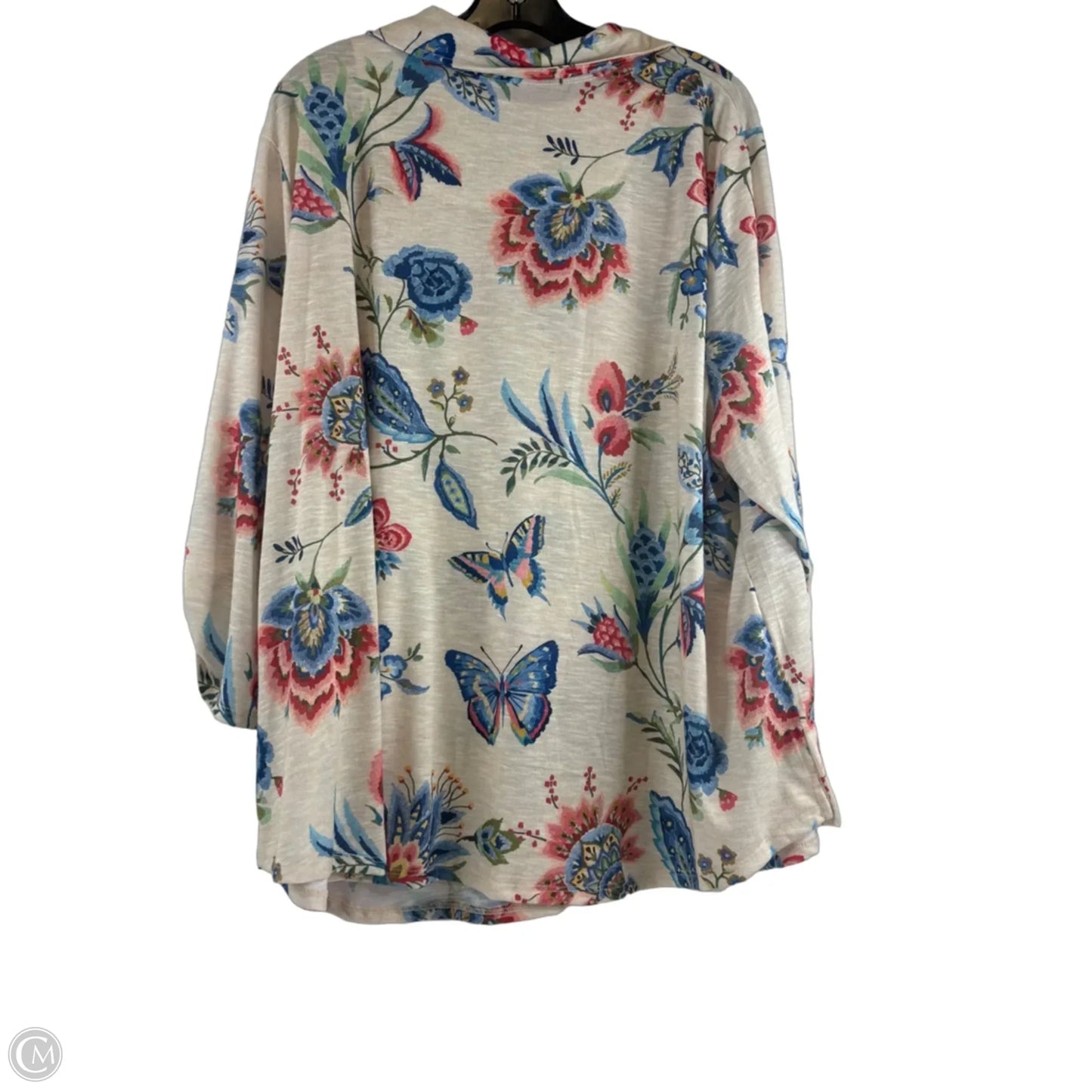 Top Long Sleeve By Alfred Dunner In Blue & Cream, Size: 3x