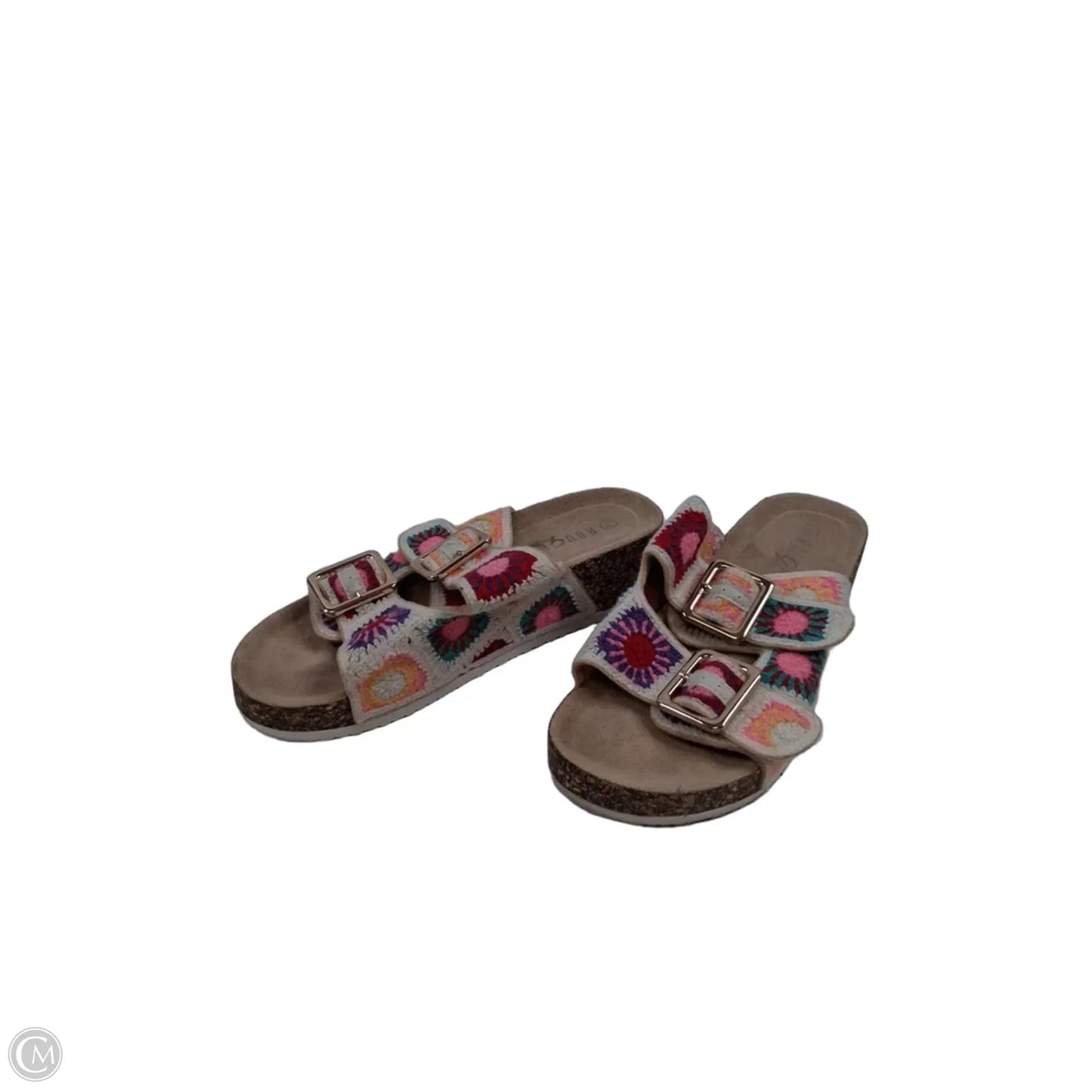 Sandals Heels Wedge By Rouge In Pink & White, Size: 7.5