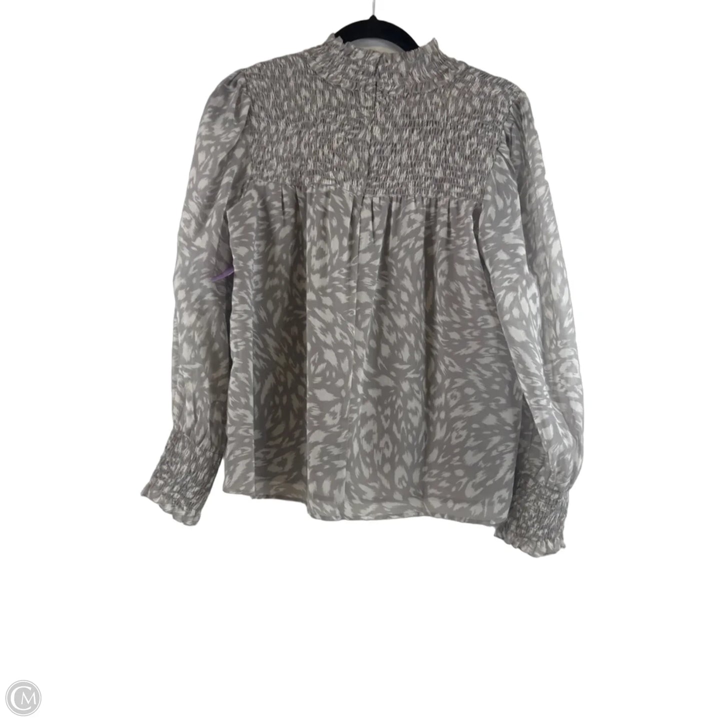 Top Long Sleeve By Ann Taylor In Grey & White, Size: Sp