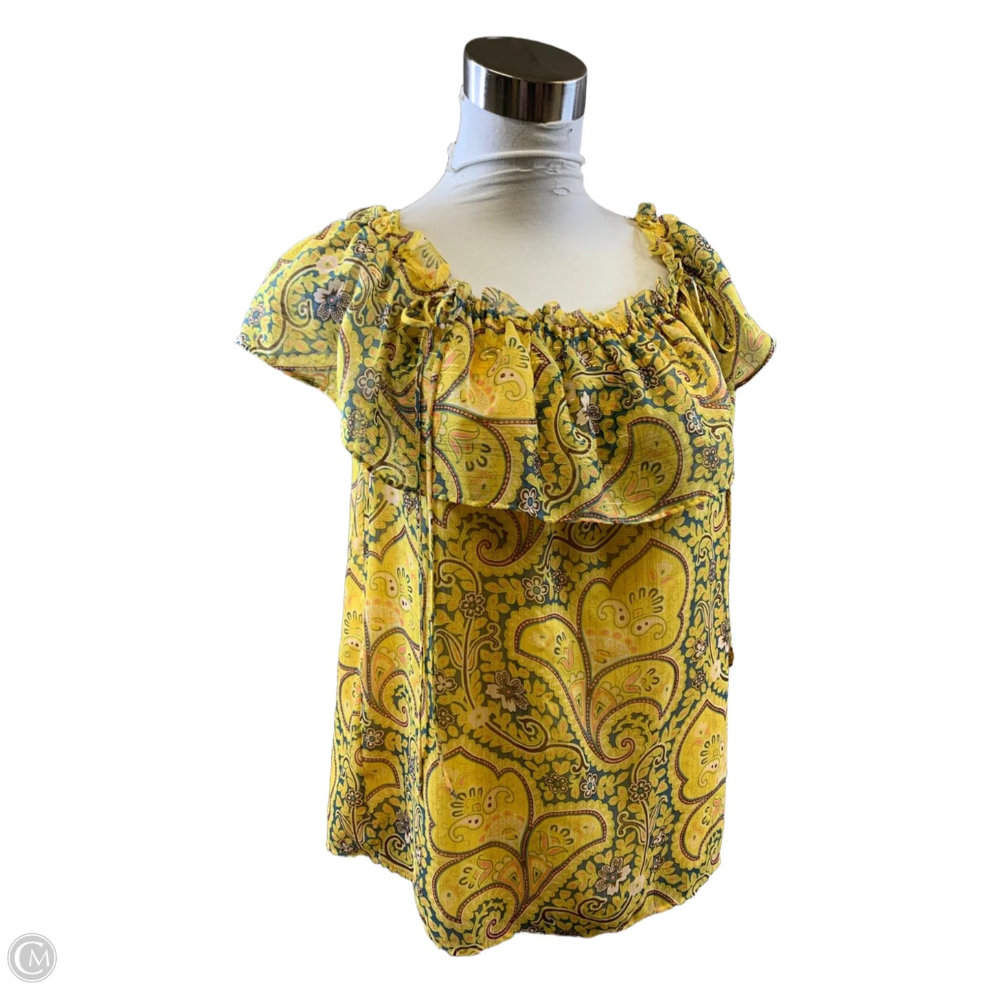 Top Short Sleeve By Loft In Yellow, Size: M