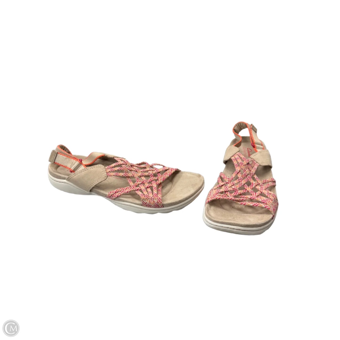 Sandals Flats By Clarks In Red & Tan, Size: 10.5