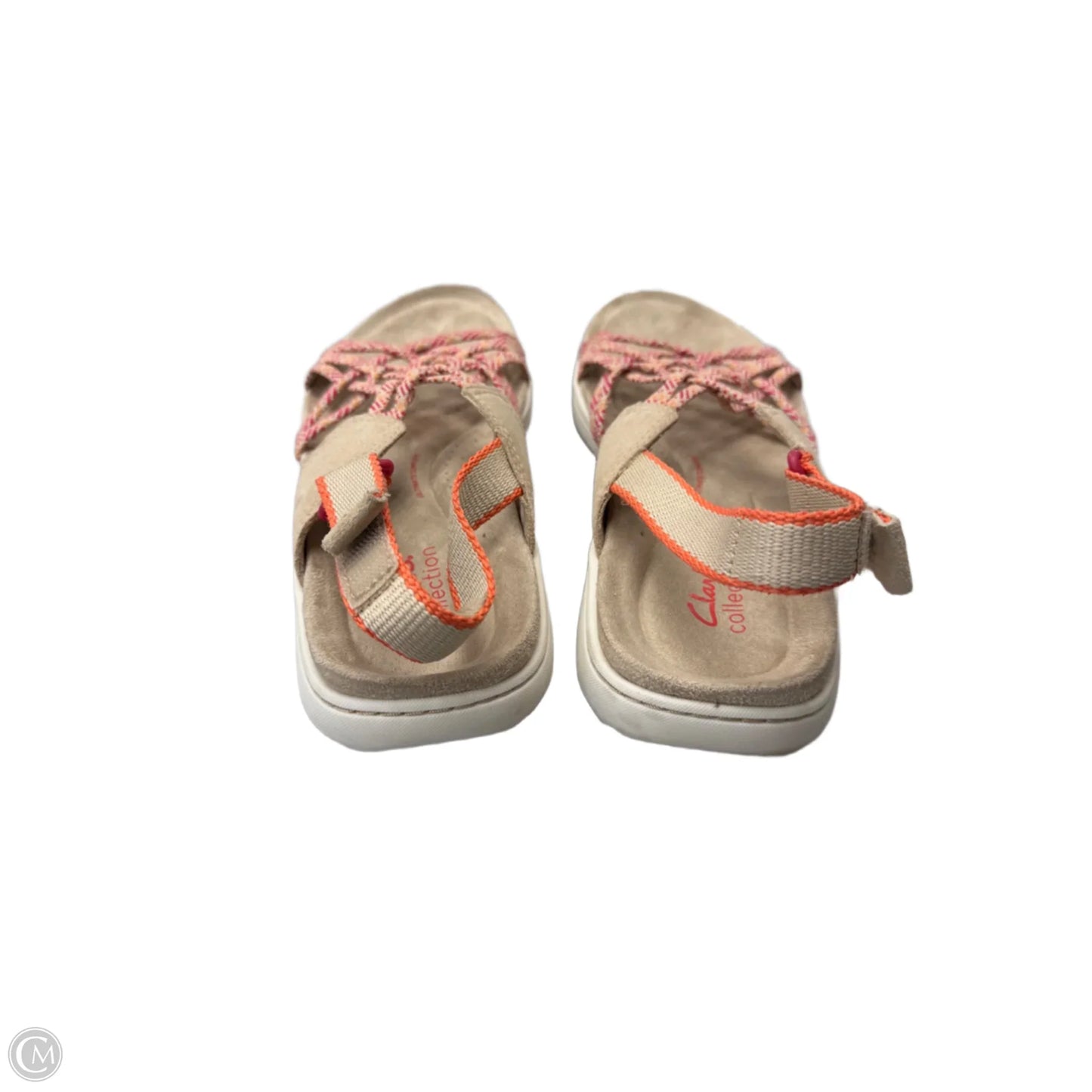 Sandals Flats By Clarks In Red & Tan, Size: 10.5