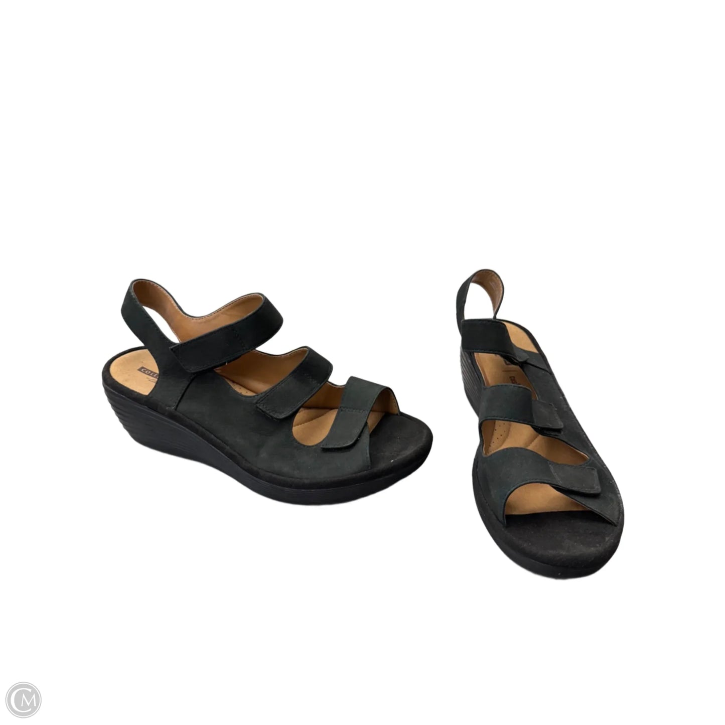 Sandals Heels Wedge By Clarks In Black, Size: 10.5