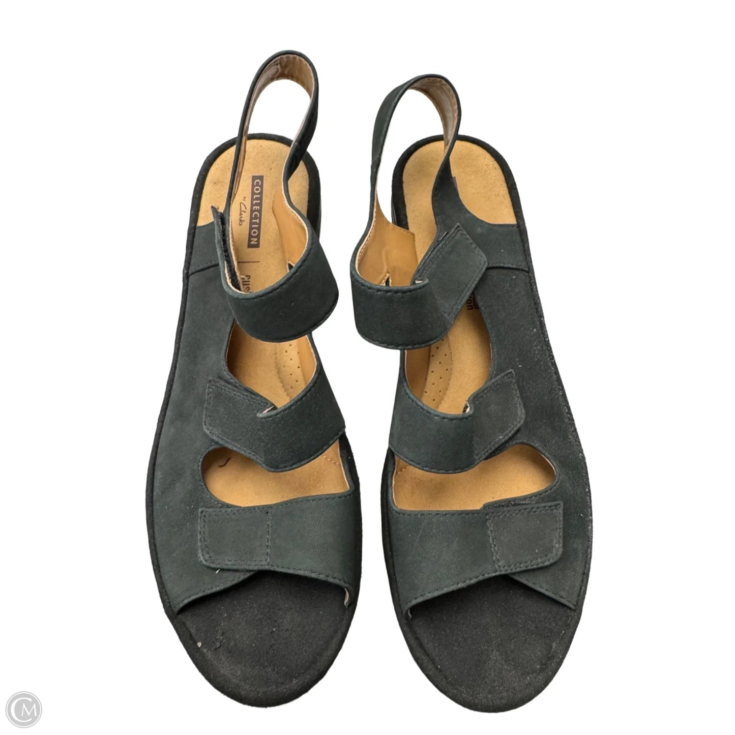 Sandals Heels Wedge By Clarks In Black, Size: 10.5
