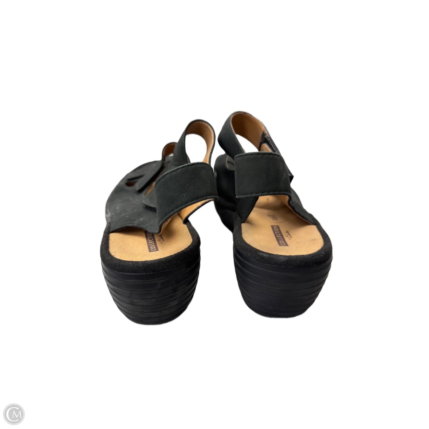 Sandals Heels Wedge By Clarks In Black, Size: 10.5