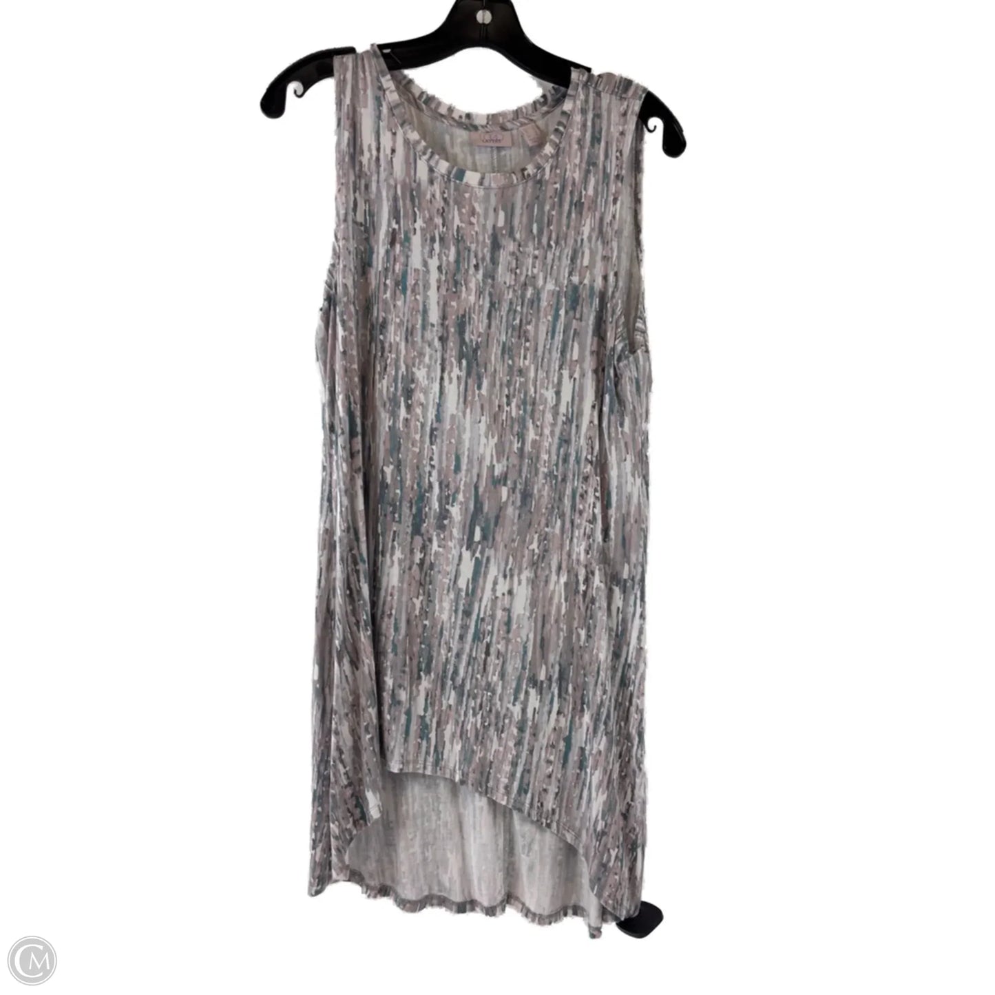 Top Sleeveless By Logo In Green & Grey, Size: S