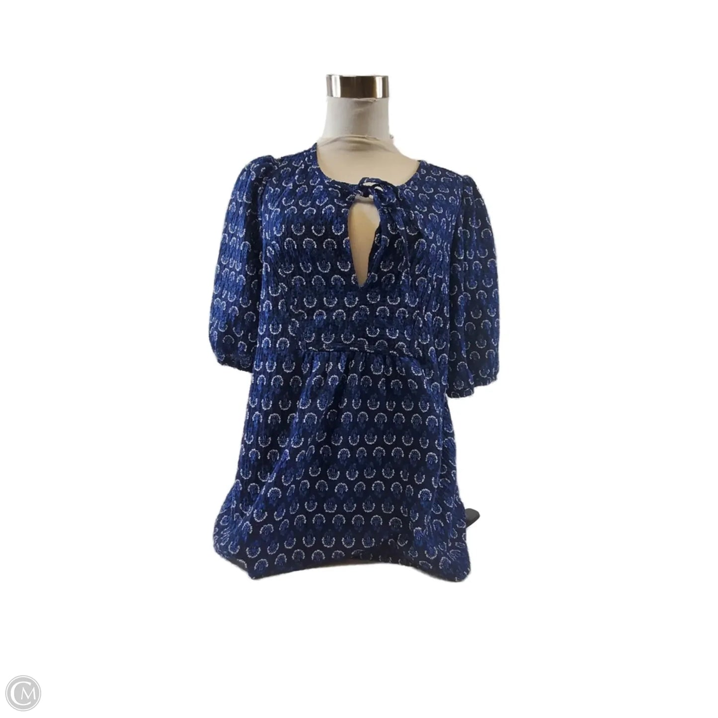 Top Short Sleeve By Loft In Blue & White, Size: M