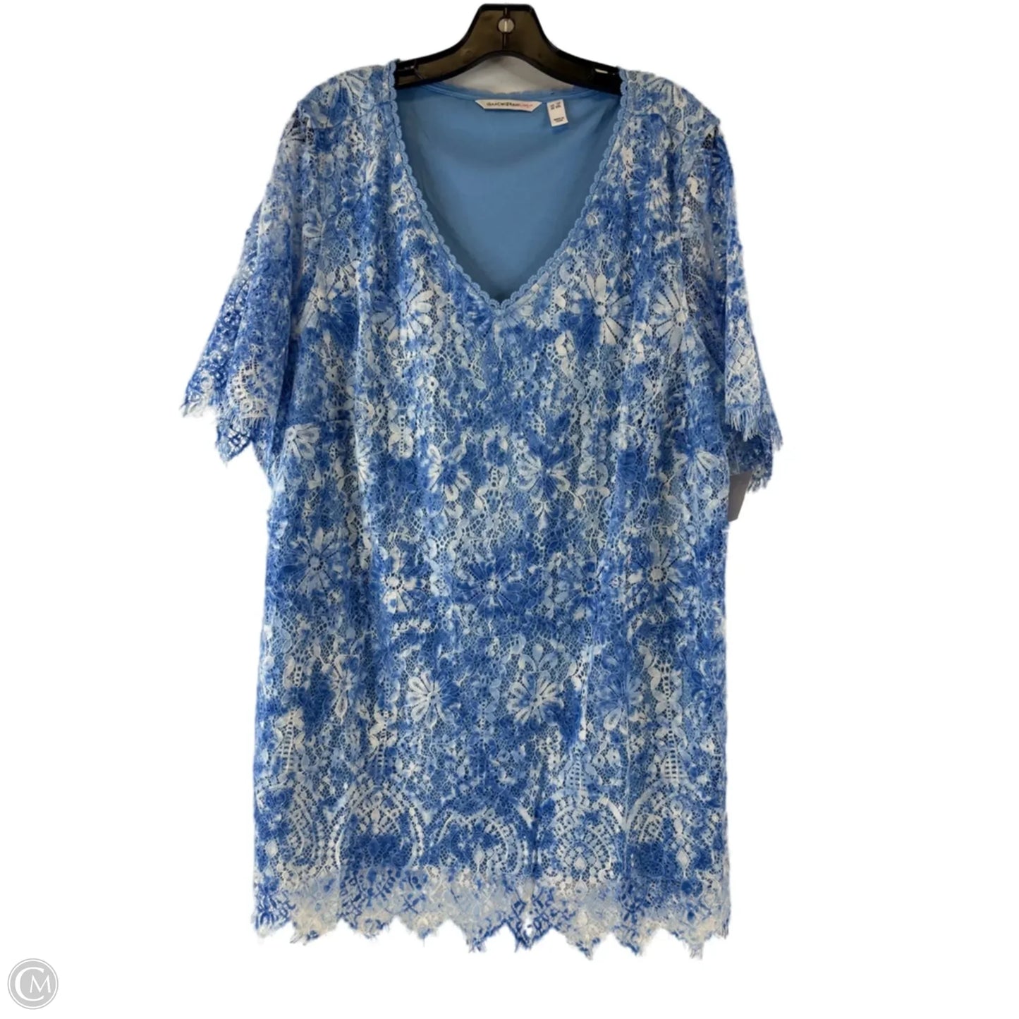 Top Short Sleeve By Isaac Mizrahi Live Qvc In Blue, Size: 3x