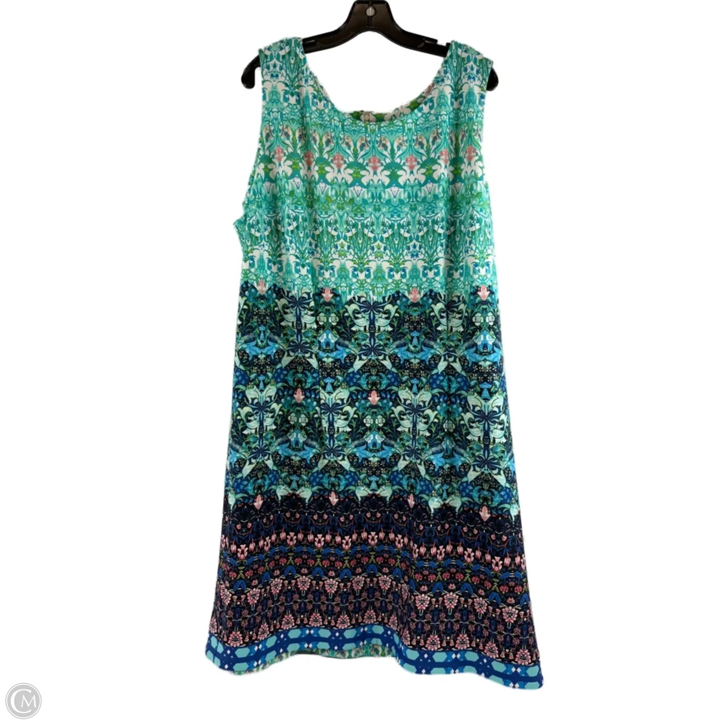 Dress Casual Midi By Clothes Mentor In Blue & Green, Size: 3x