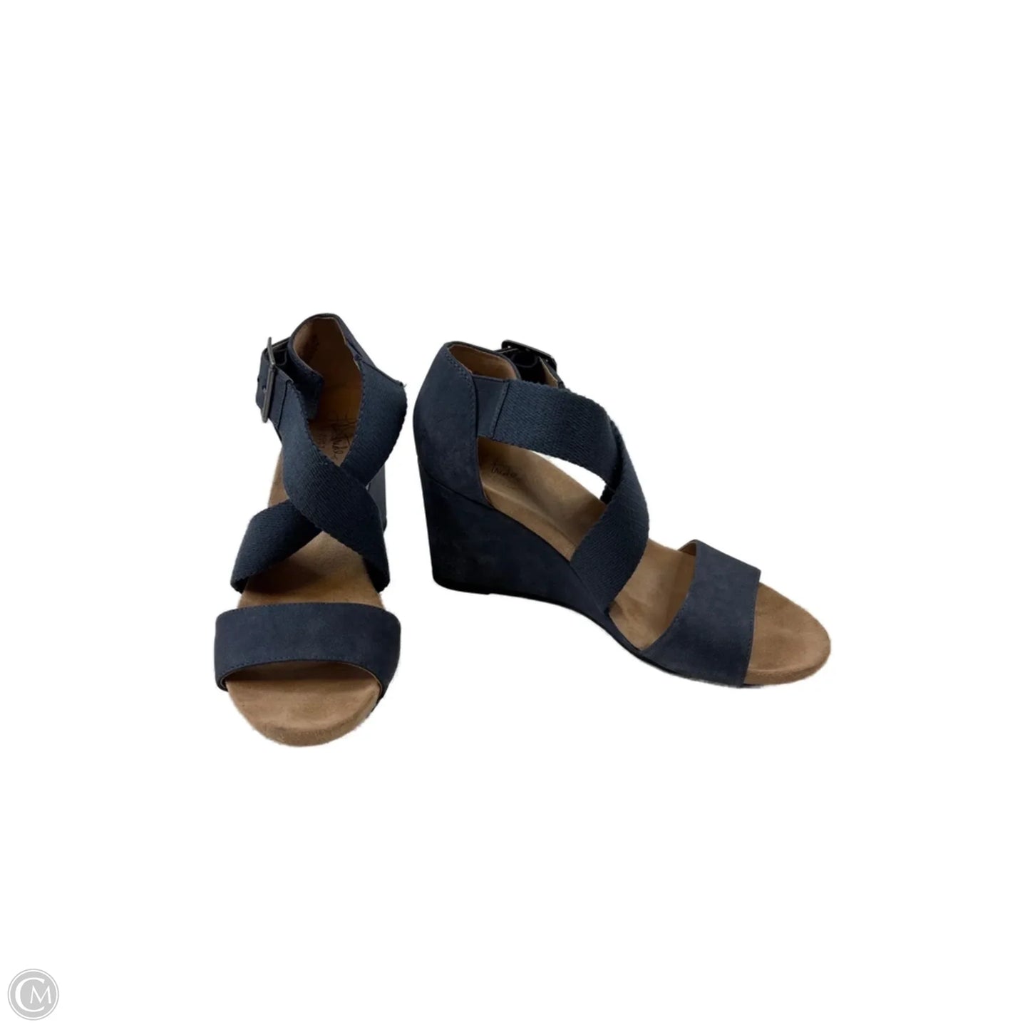 Sandals Heels Wedge By Life Stride In Blue, Size: 8.5