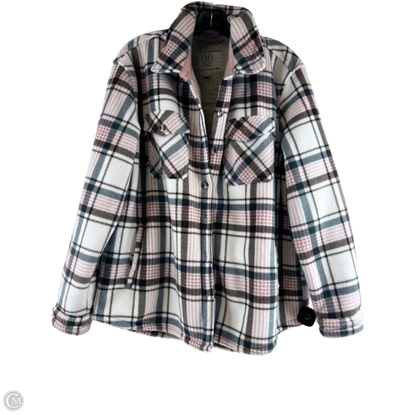 Jacket Shirt By Sage In Brown & Pink, Size: Xl