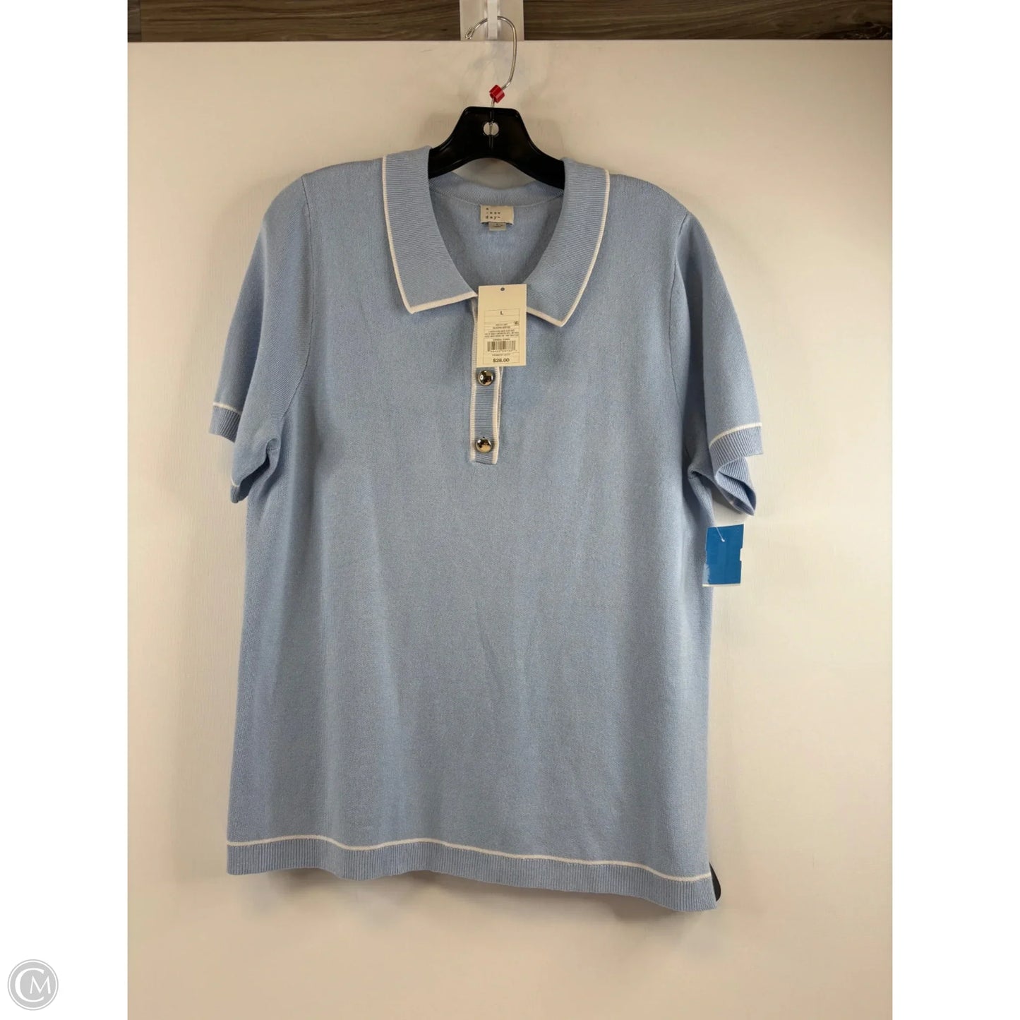 Top Short Sleeve By A New Day In Blue & White, Size: L