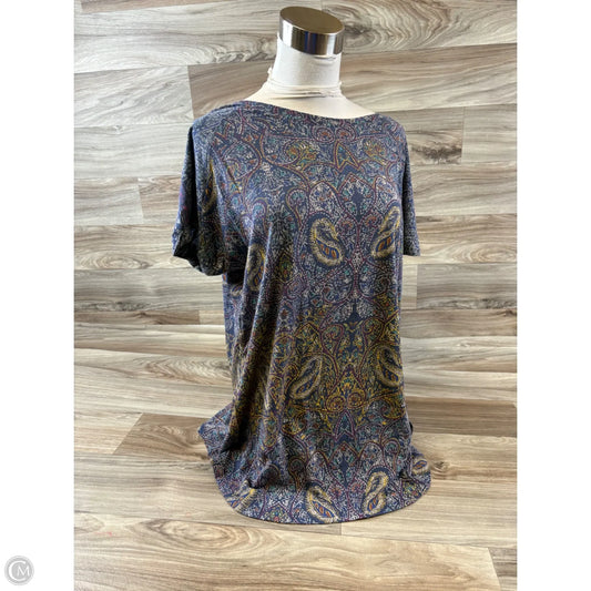 Top Short Sleeve By Lucky Brand In Blue & Yellow, Size: 1x