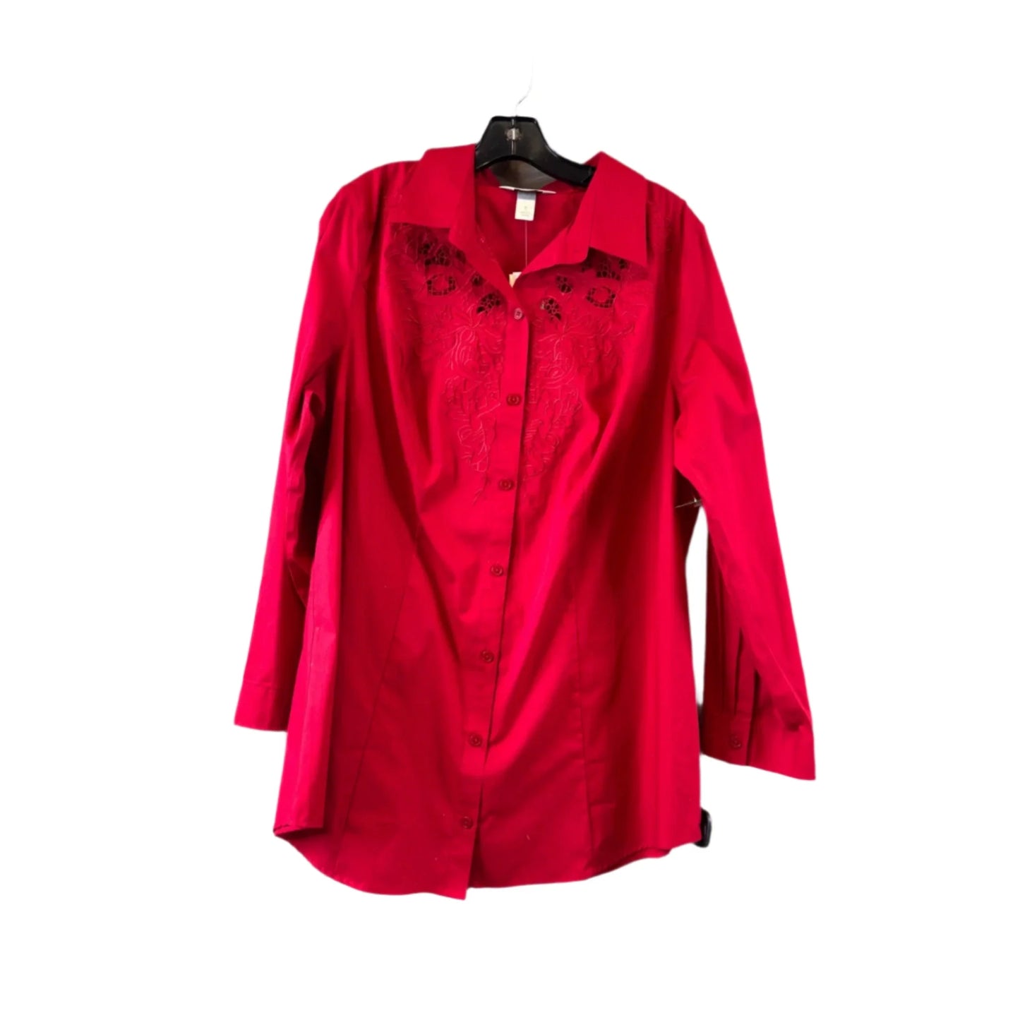 Top Long Sleeve By Cj Banks In Red, Size: 1x