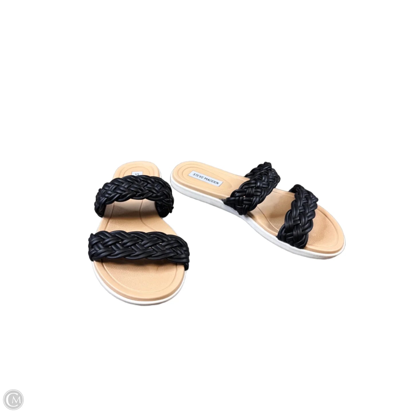Sandals Flats By Steve Madden In Black & Tan, Size: 7.5