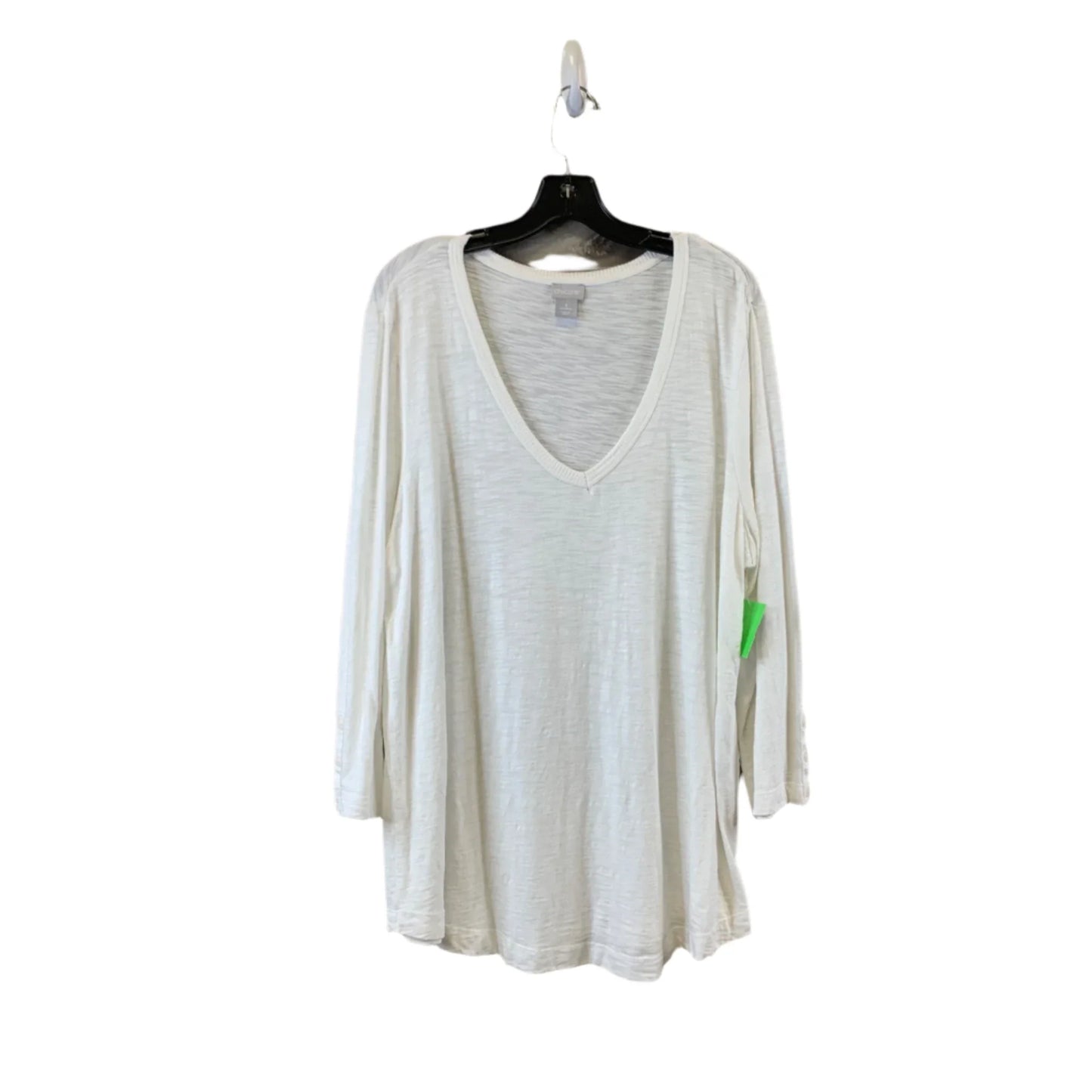 Top 3/4 Sleeve By Chicos In White, Size: Xl