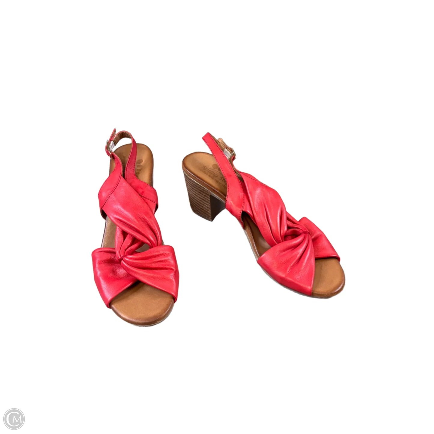 Sandals Heels Block By Spring Step In Red & Tan, Size: 9