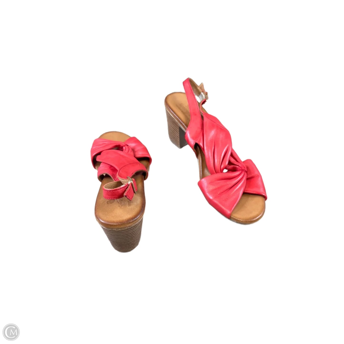Sandals Heels Block By Spring Step In Red & Tan, Size: 9