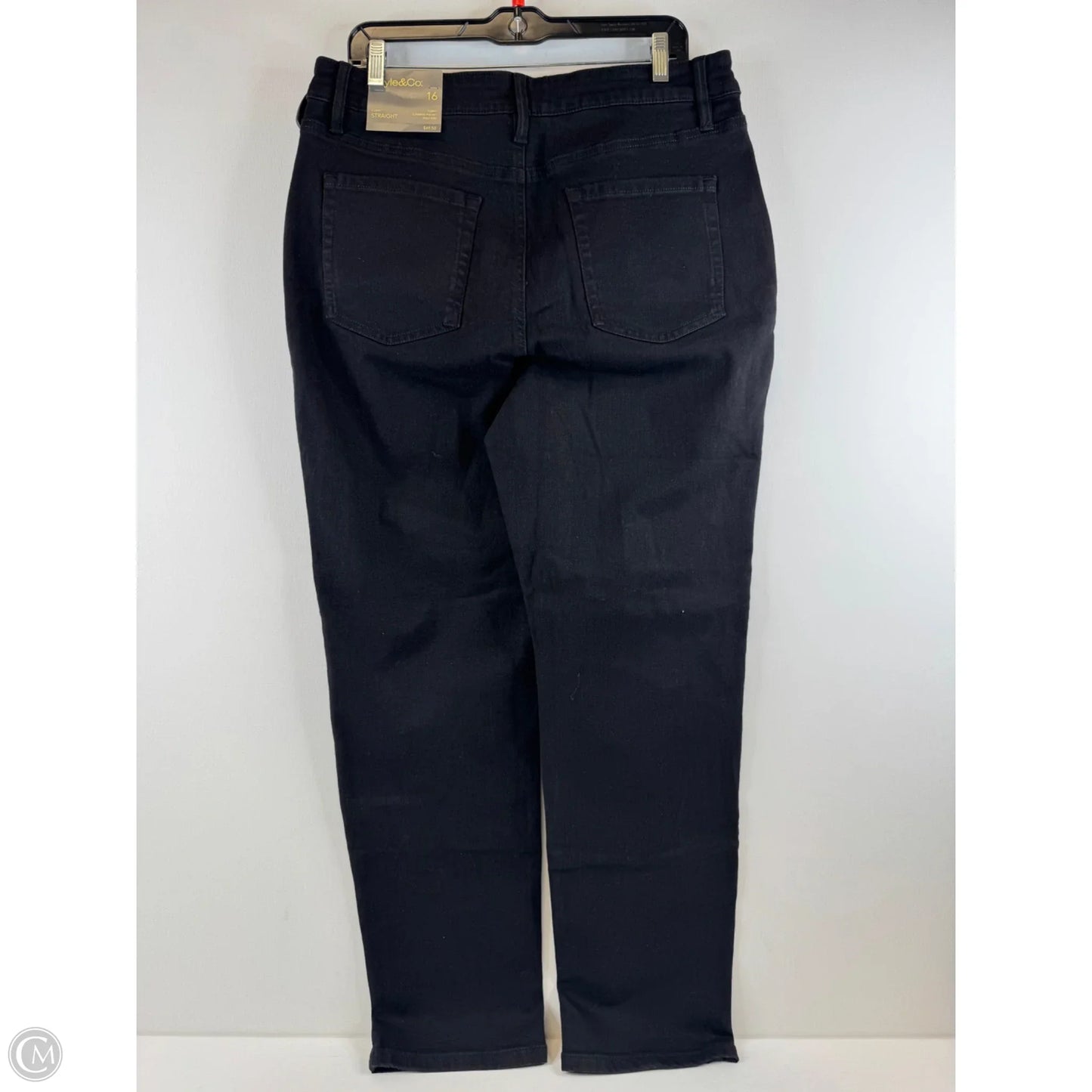 Jeans Straight By Style And Company In Black Denim, Size: 16
