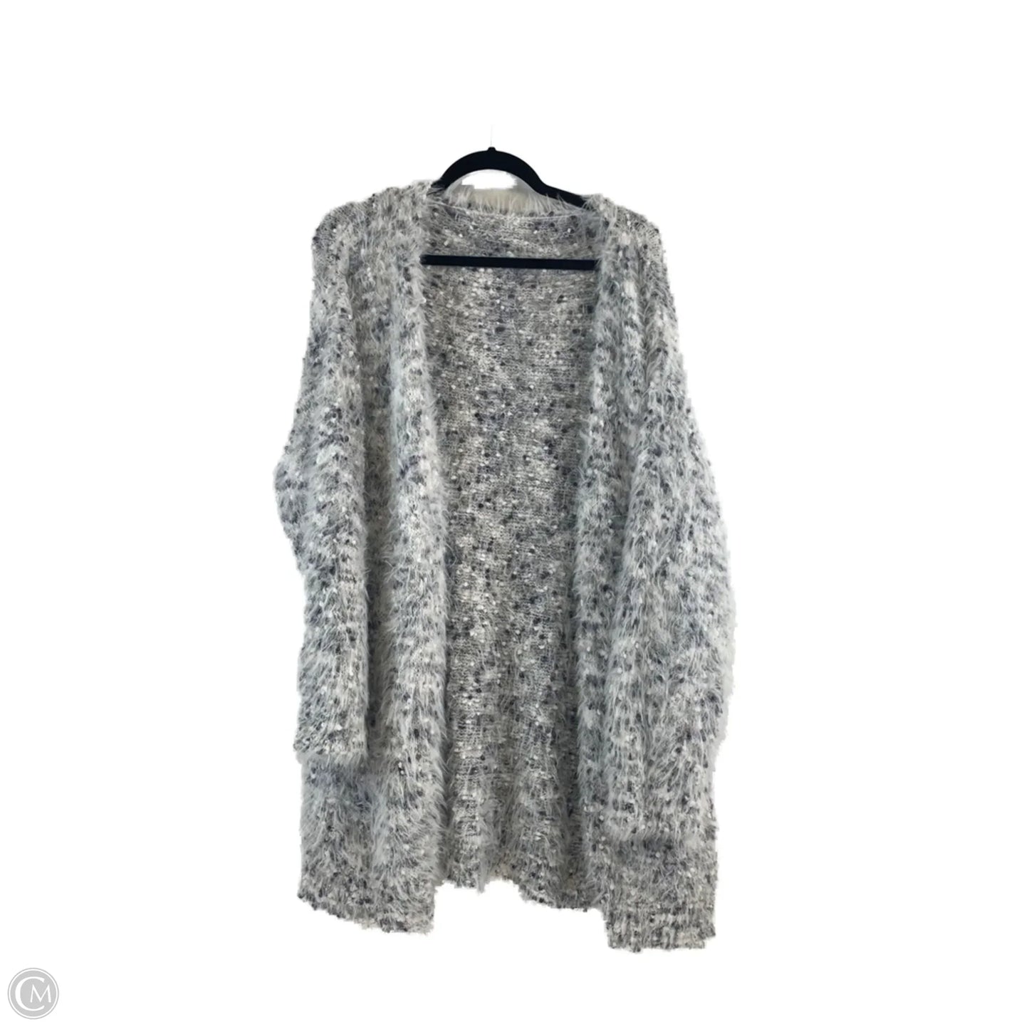 Sweater Cardigan By Shein In Grey & White, Size: 1x