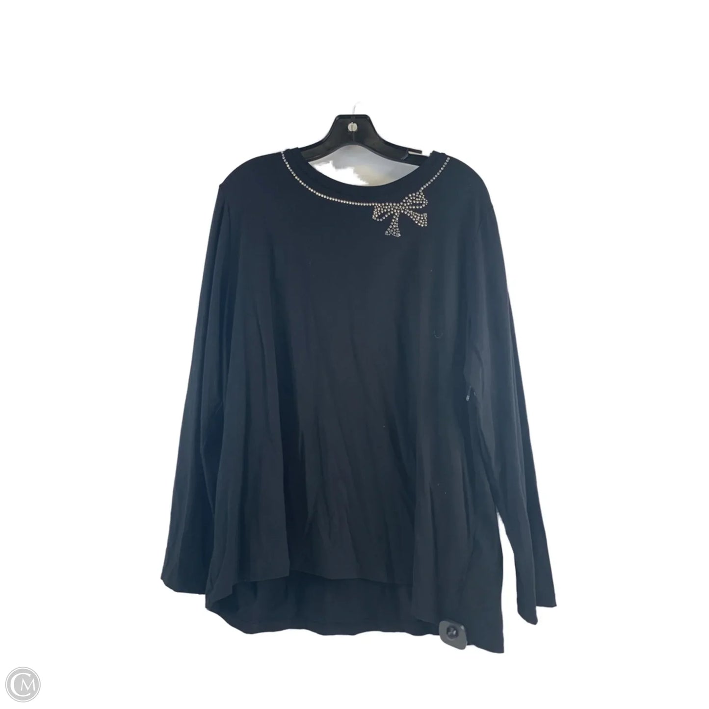 Top Long Sleeve By Isaac Mizrahi Live Qvc In Black & Silver, Size: Xl