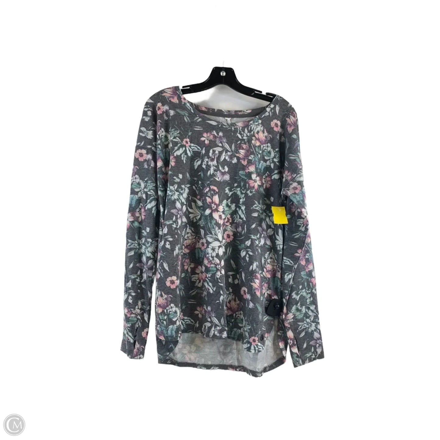Top Long Sleeve By Ideology In Grey & Pink, Size: L