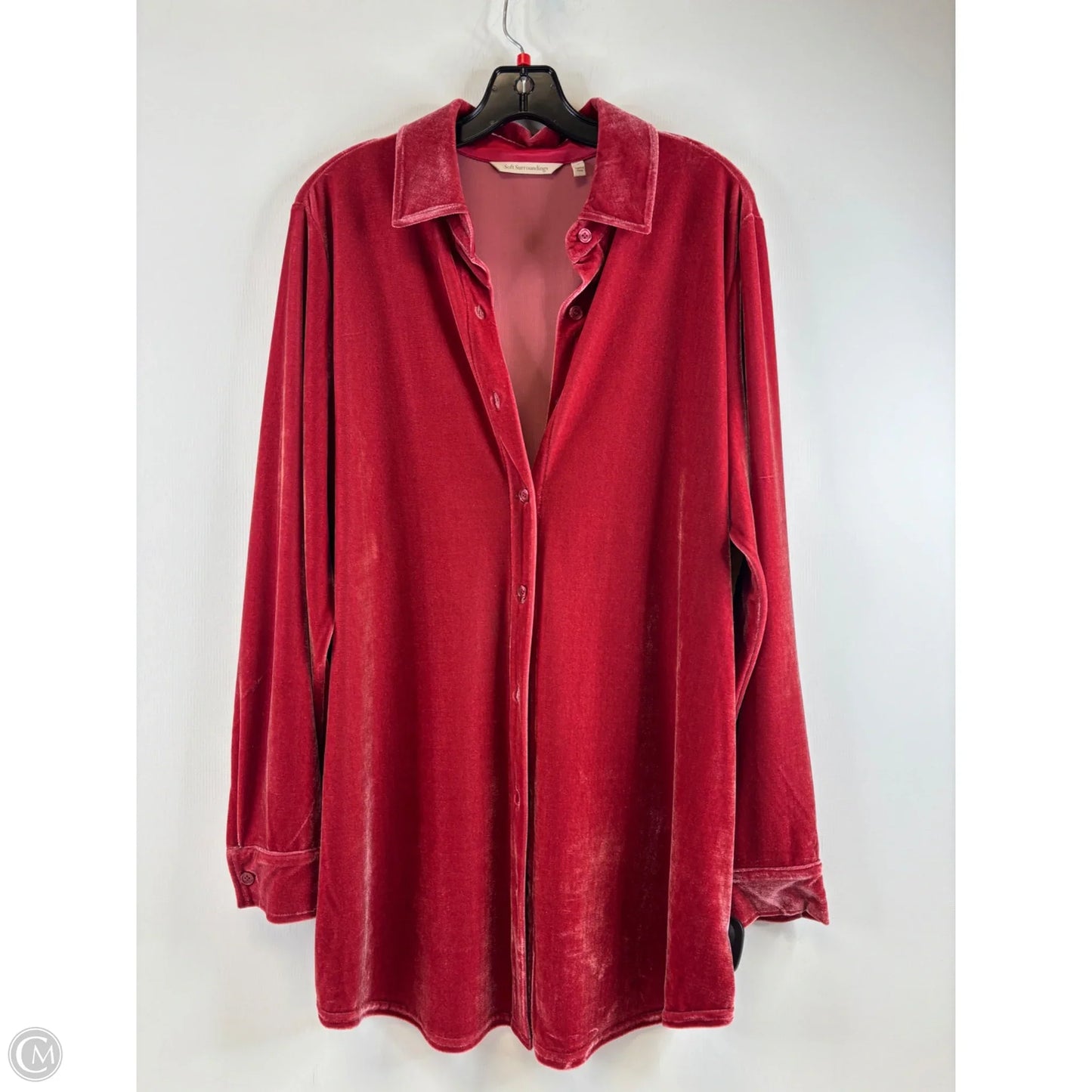 Tunic Long Sleeve By Soft Surroundings In Red, Size: L
