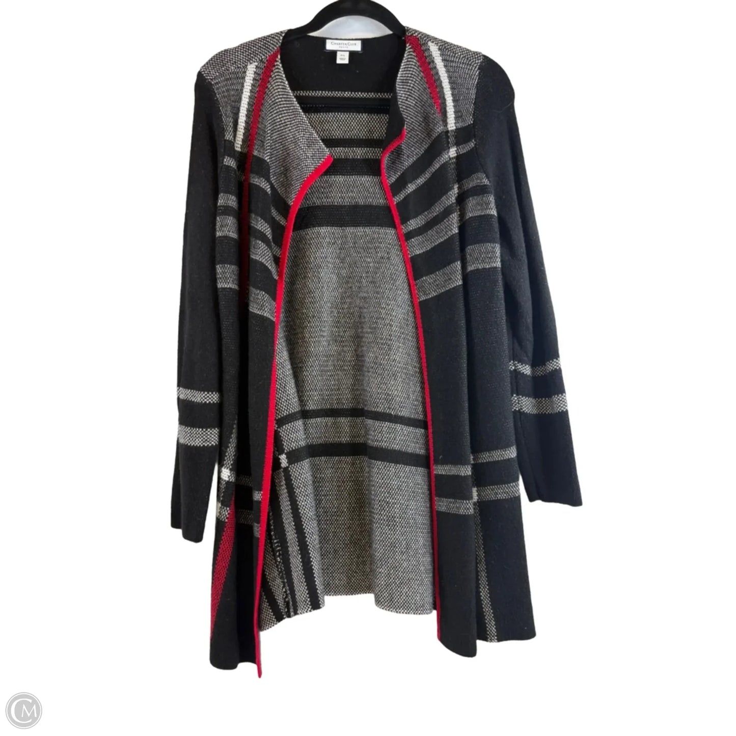 Sweater Cardigan By Charter Club In Black & Red, Size: Lp
