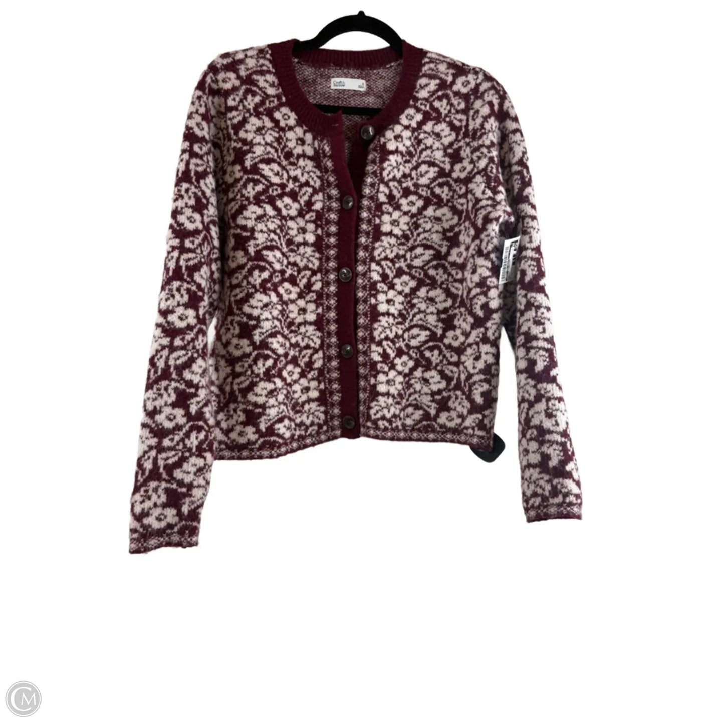 Sweater Cardigan By Croft And Barrow In Maroon, Size: S