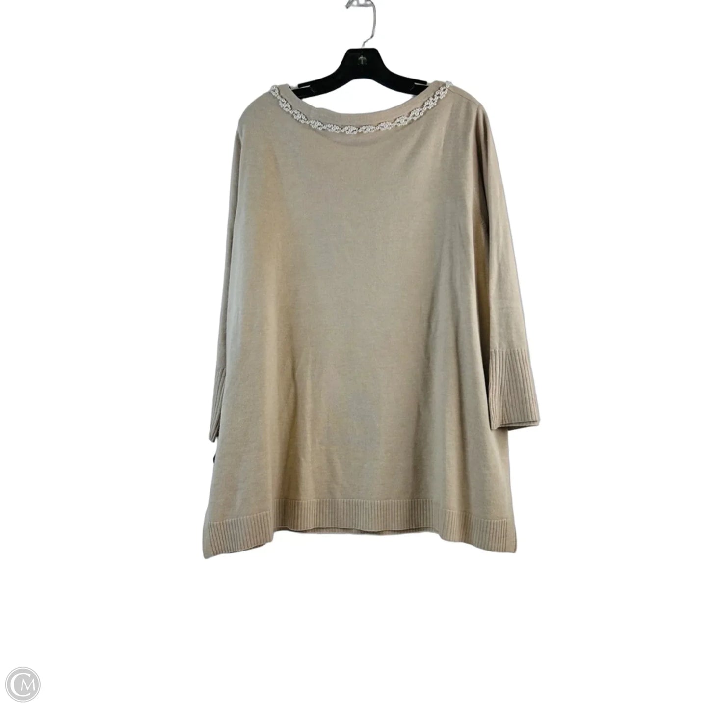 Top 3/4 Sleeve By Isaac Mizrahi Live Qvc In Beige, Size: Xl