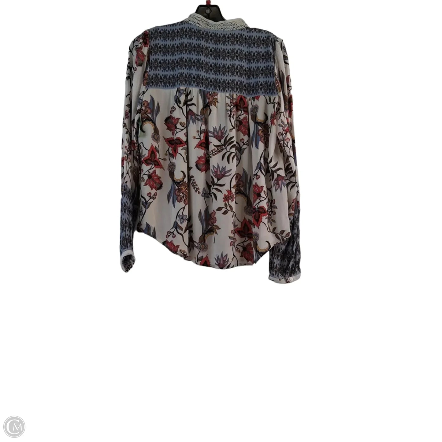 Top Long Sleeve By Loft In Blue & Cream, Size: Xs