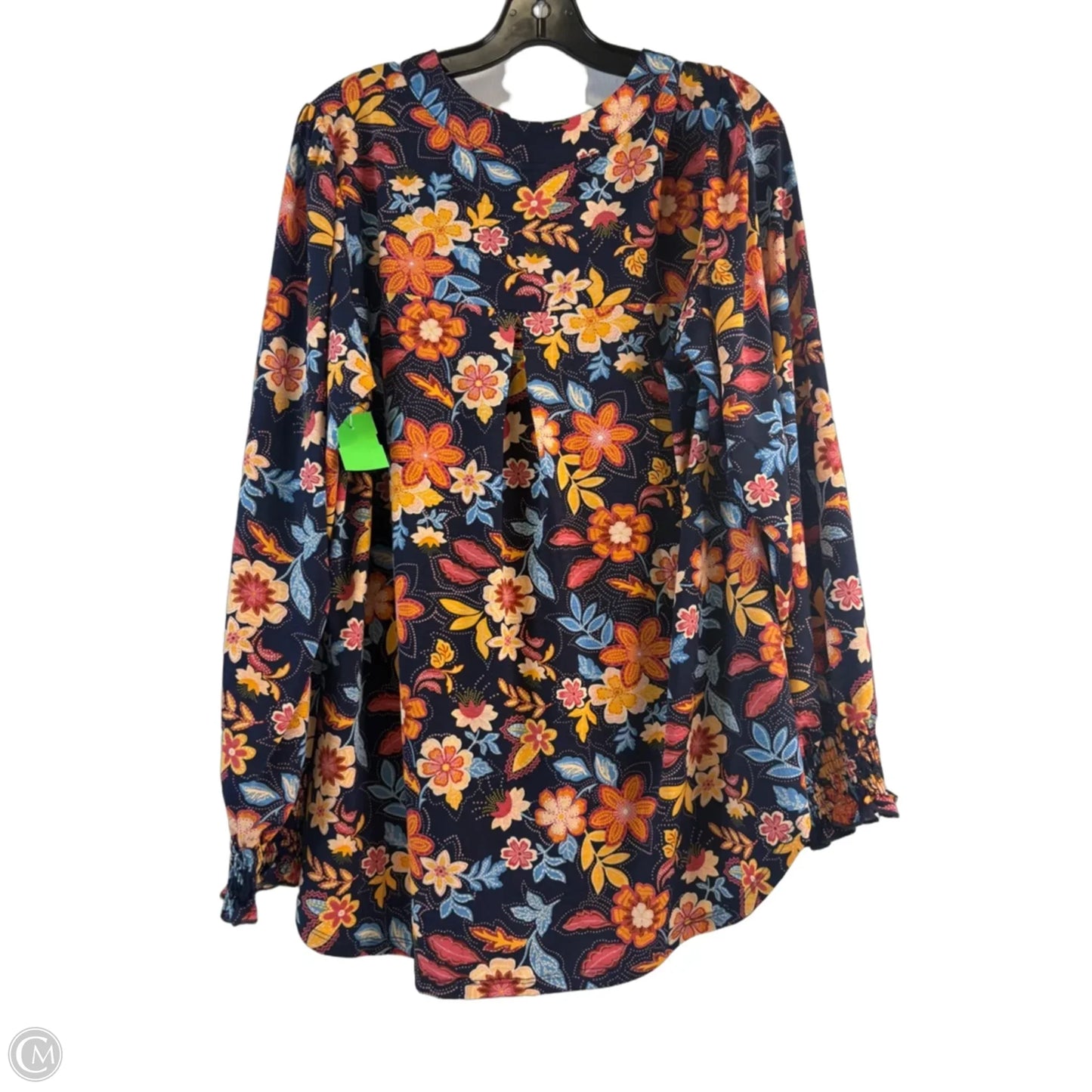 Top Long Sleeve By Dear Scarlett In Blue & Orange, Size: L