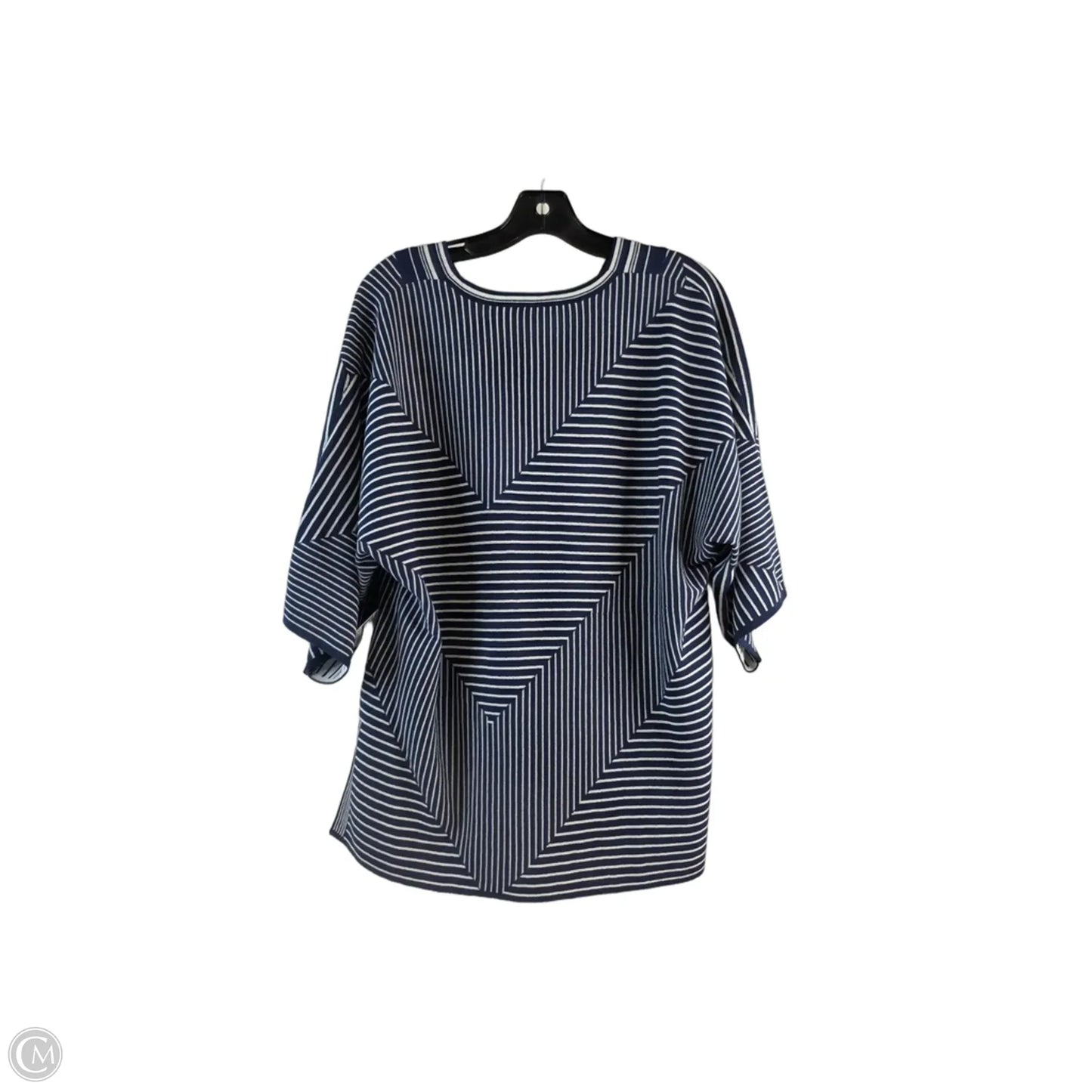 Top Short Sleeve By Chicos In Blue & White, Size: M